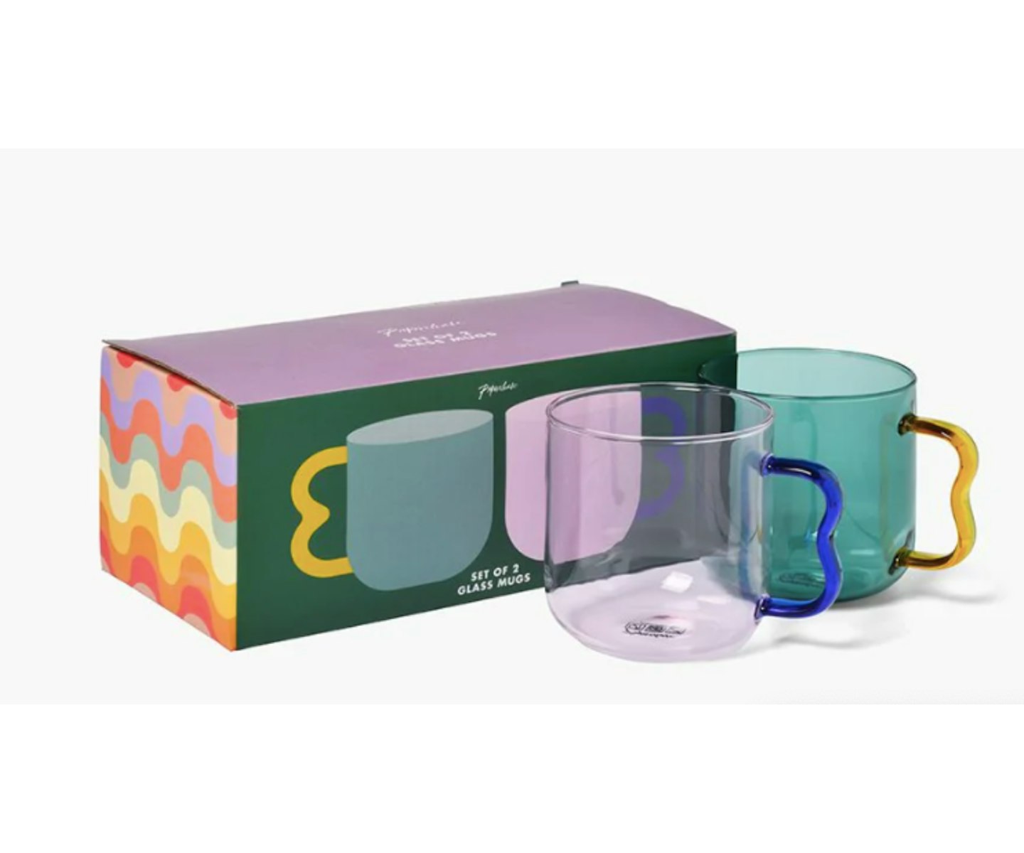 Coloured Glass Mugs - Set of 2