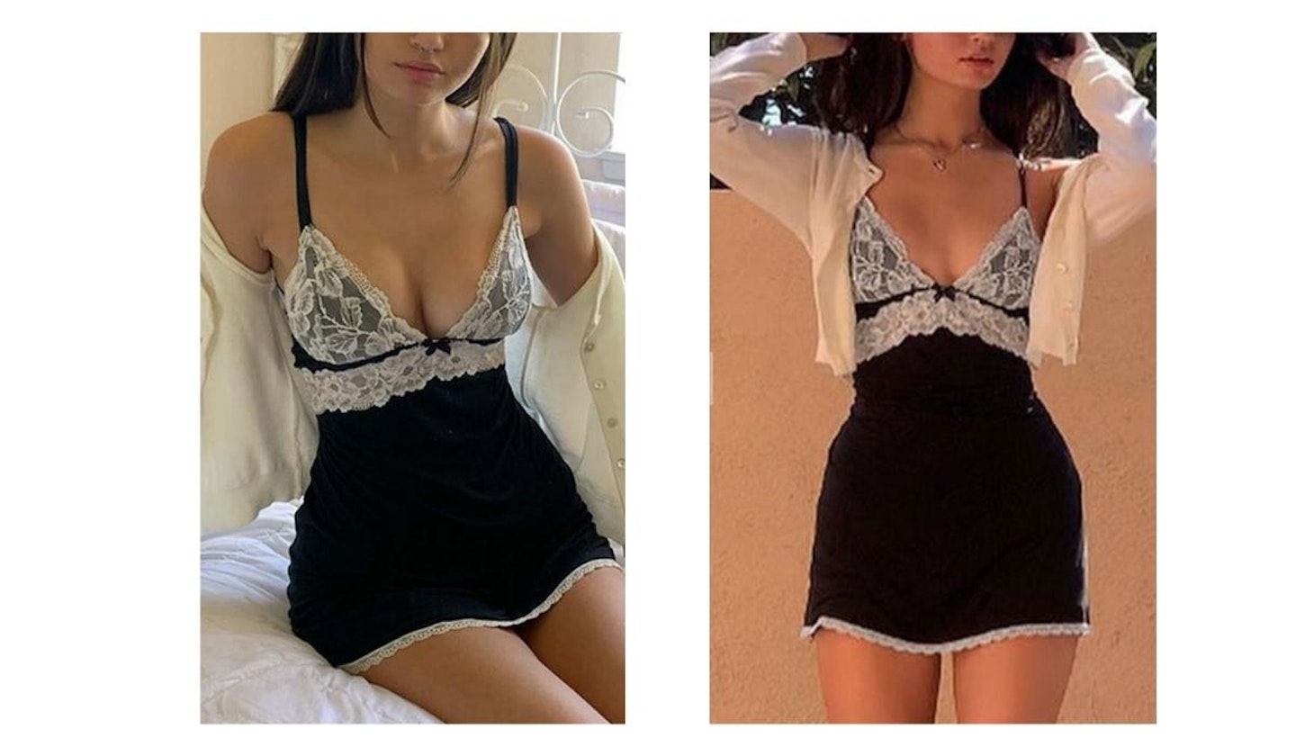 Patchwork Lace Slip Mini Dress