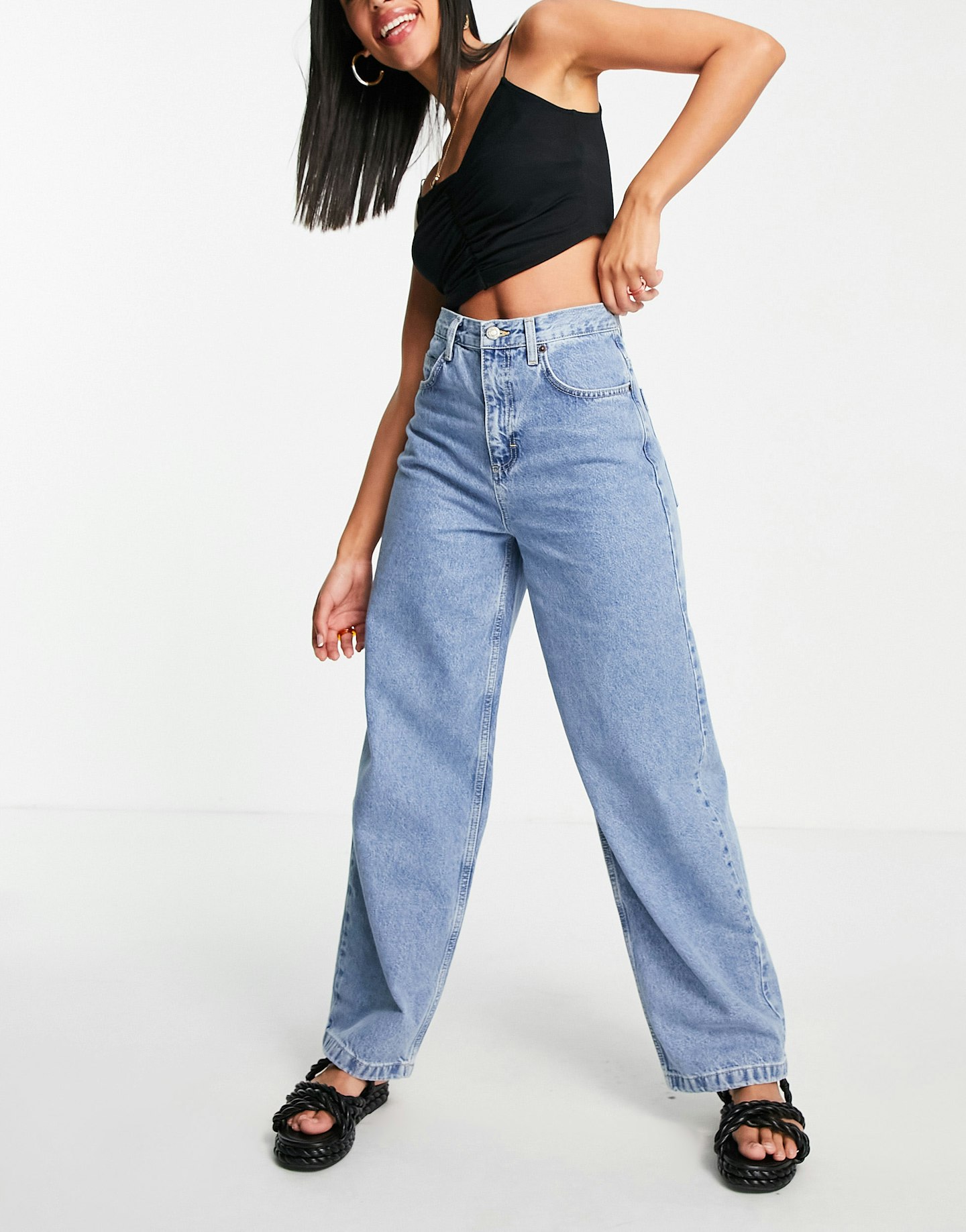 Topshop Baggy jeans in mid blue