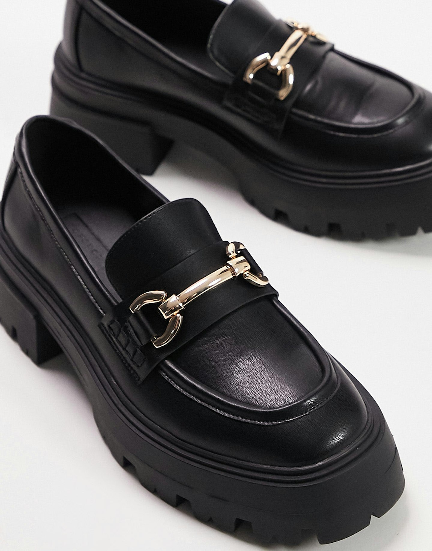Topshop Lex chunky loafer with metal detail in black