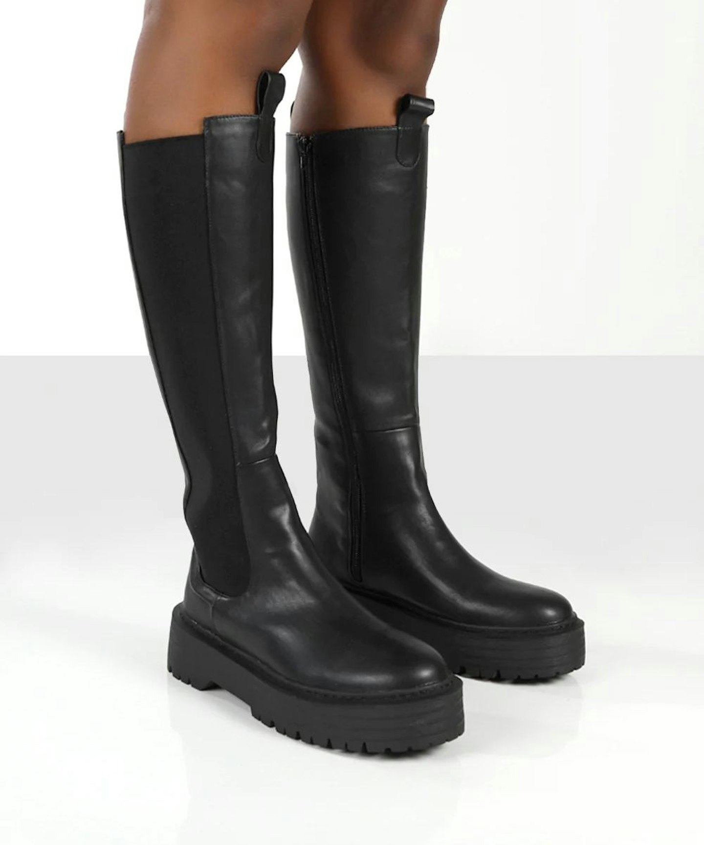 Andi Black Knee High Chunky Sole Boots