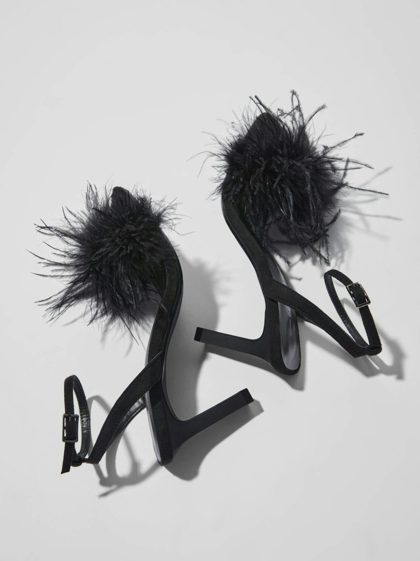 Bershka high heel sandals with feathers