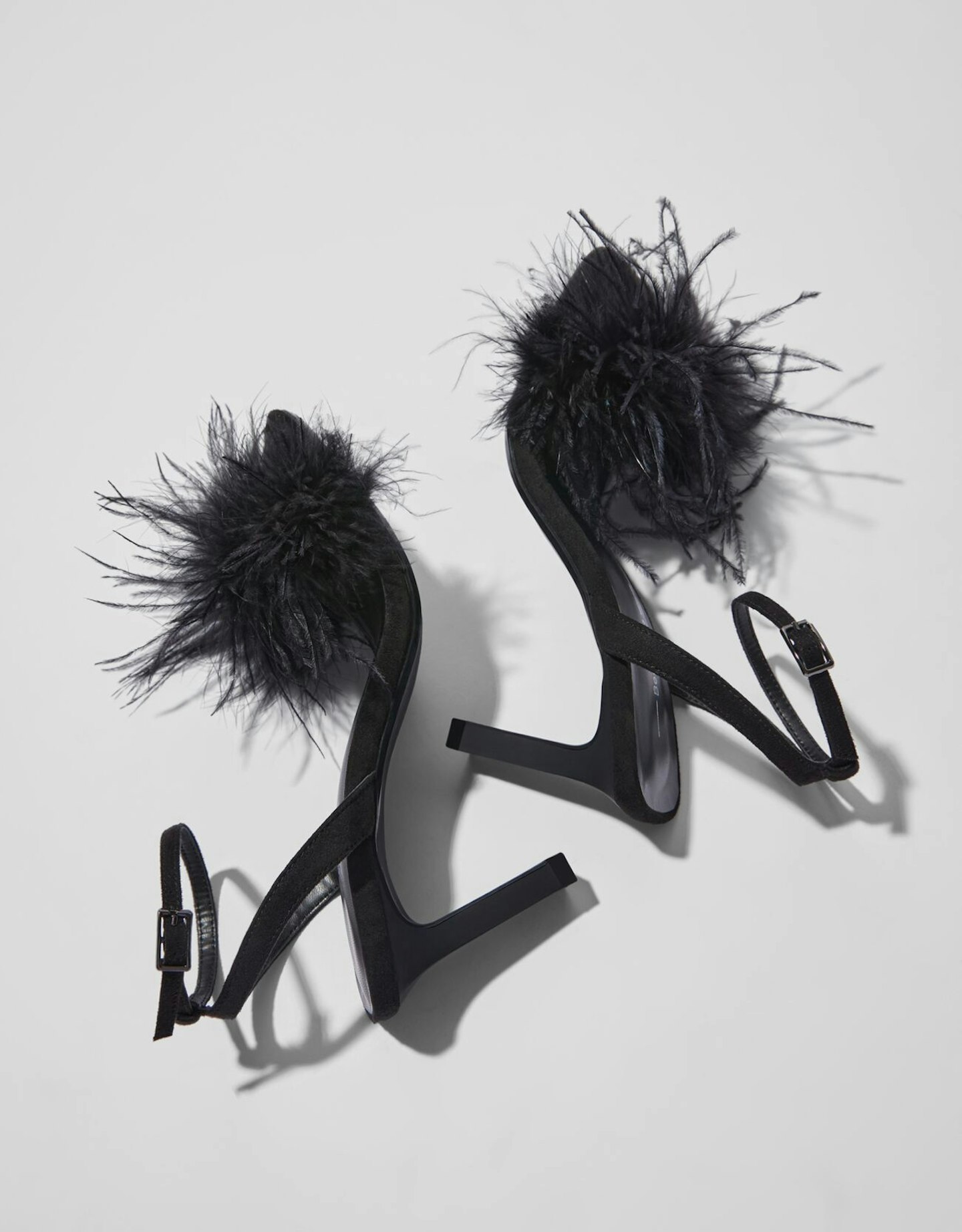 Bershka high heel sandals with feathers