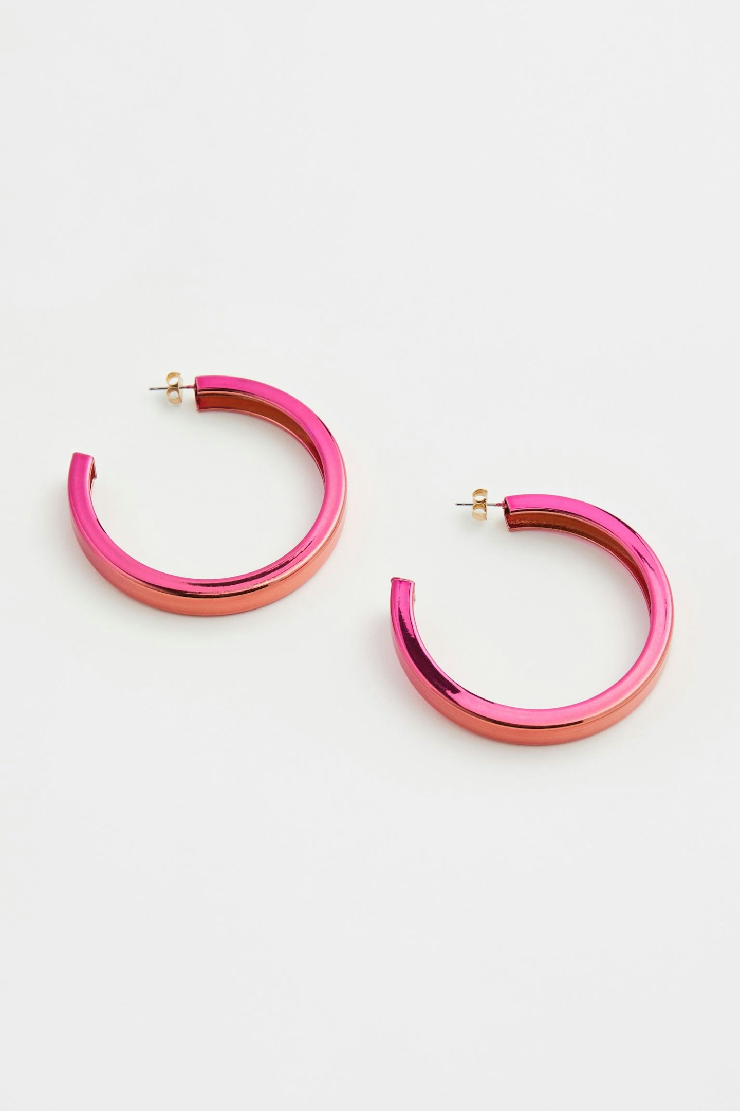 H&M pink iridescent metallic hoops