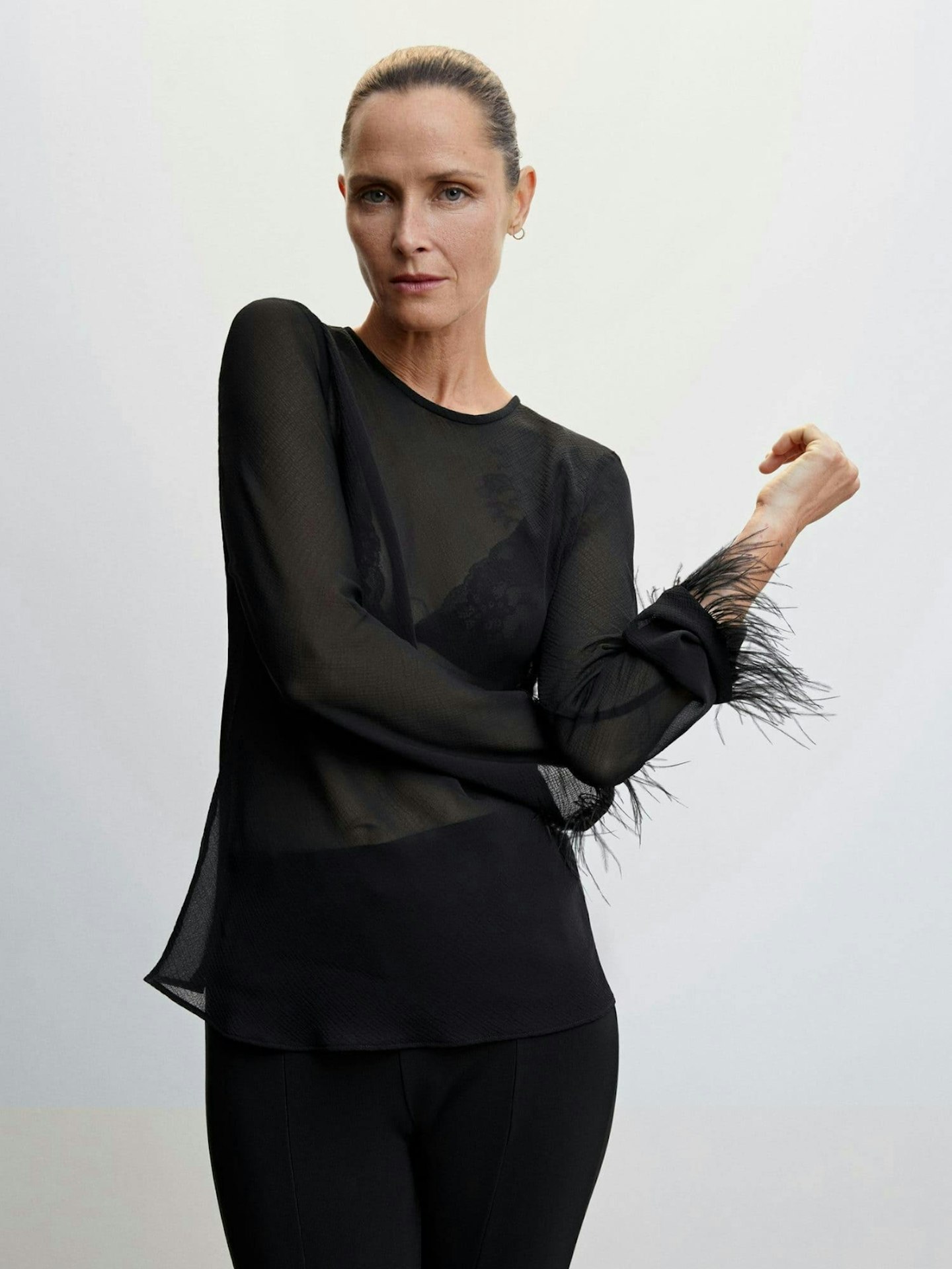 Mango blouse with feather detail