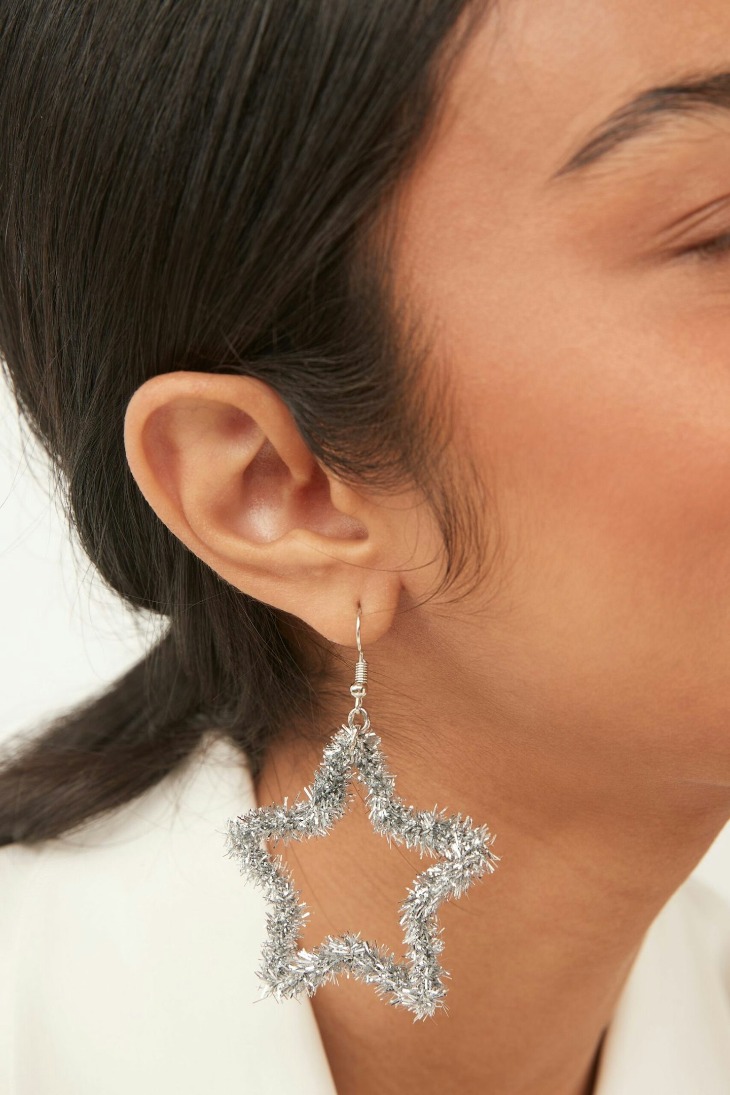 Next silver tinsel star earrings