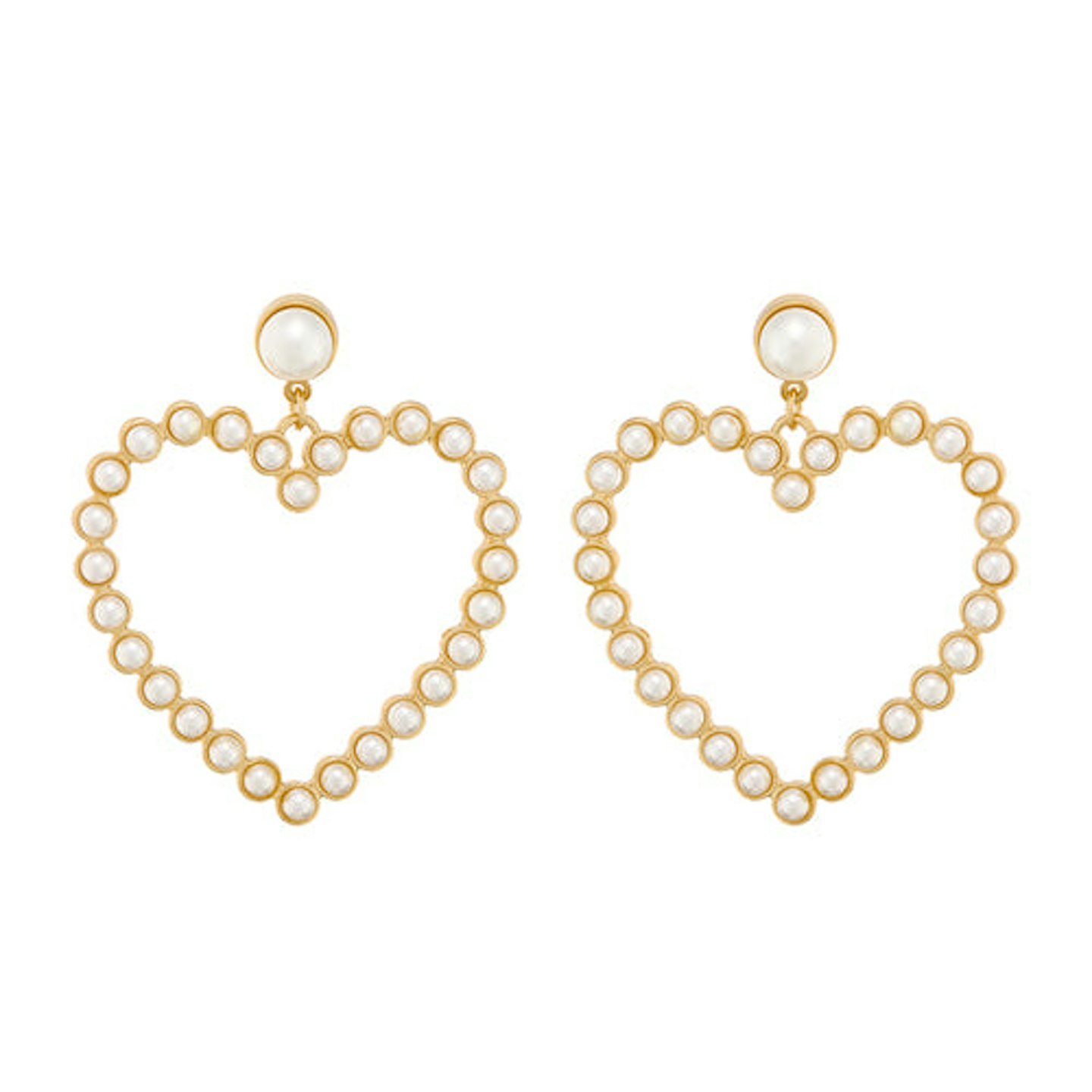 Orelia gold and pearl heart earrings