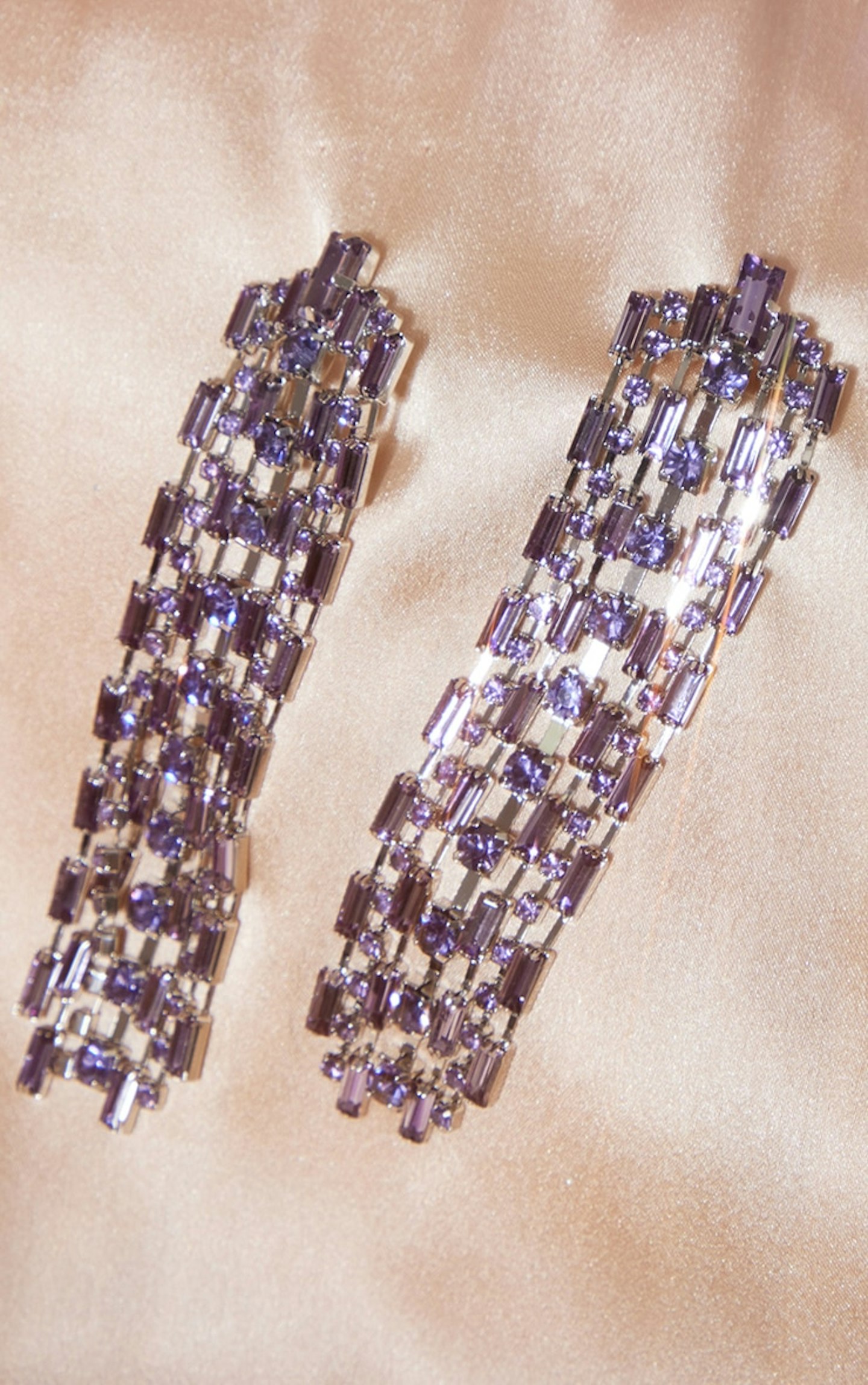 PrettyLittleThing lilac diamante drop earrings