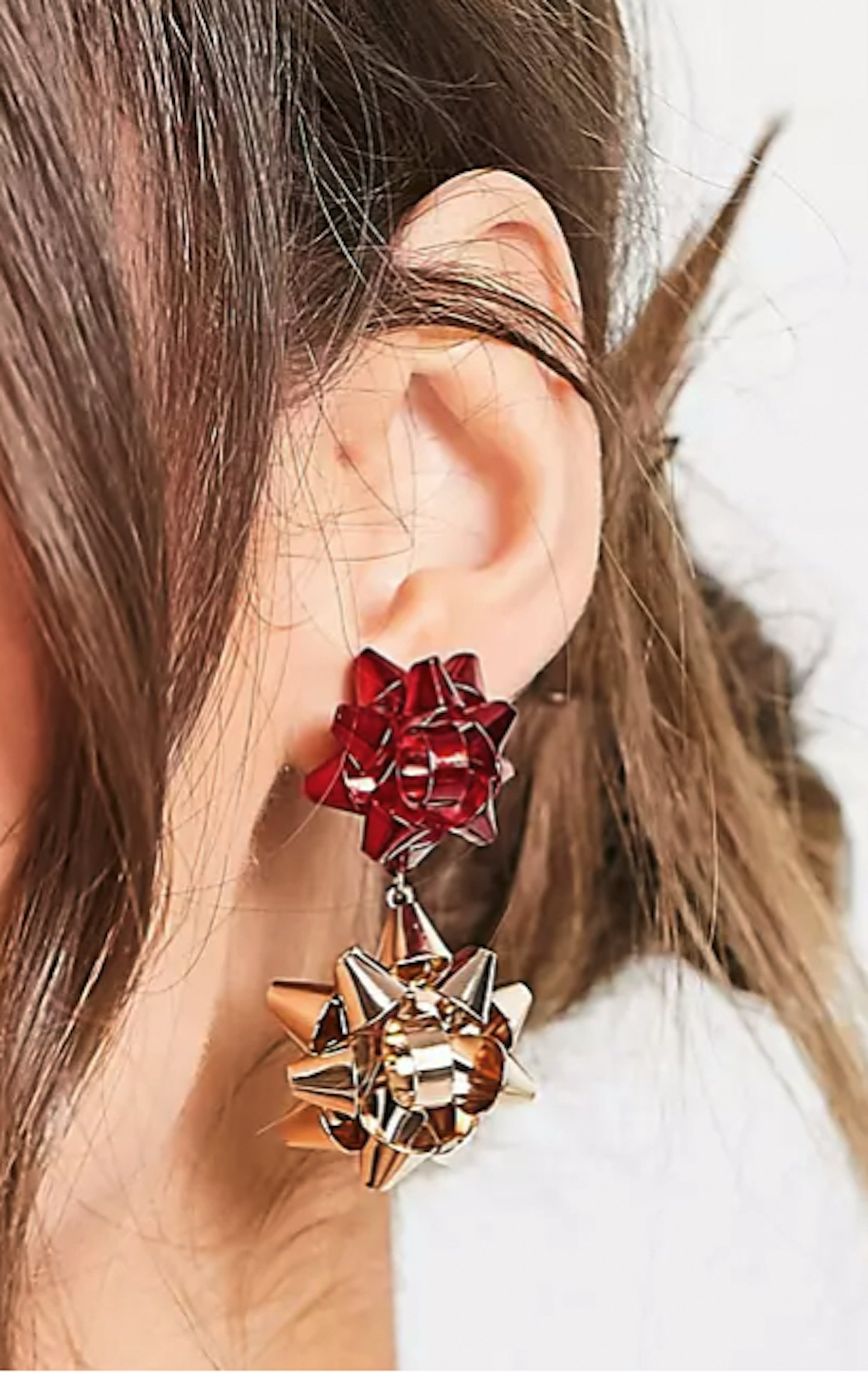 ASOS red and gold christmas ribbon earrings