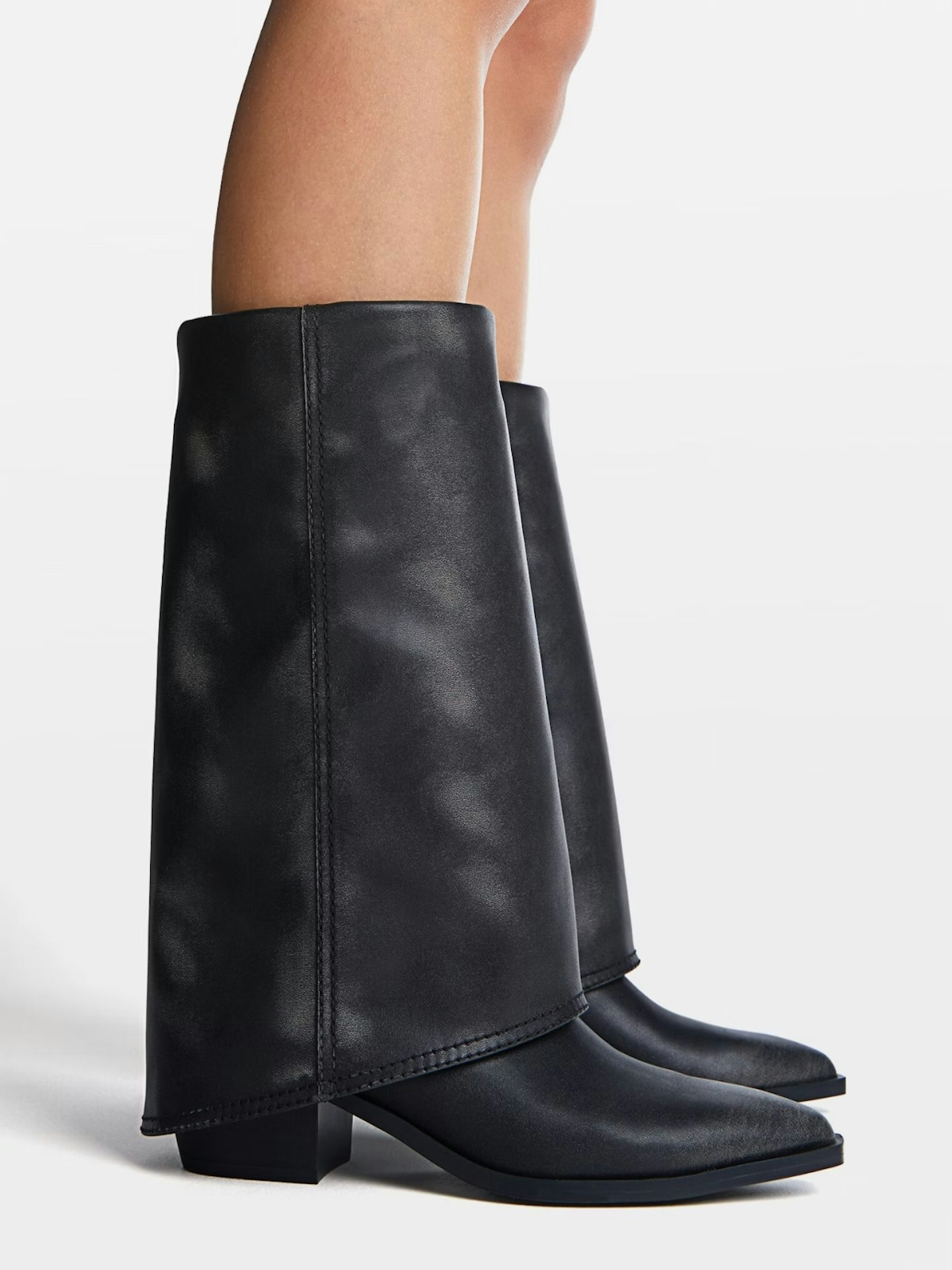 Stradivarius Black Heeled Gaiter Boots