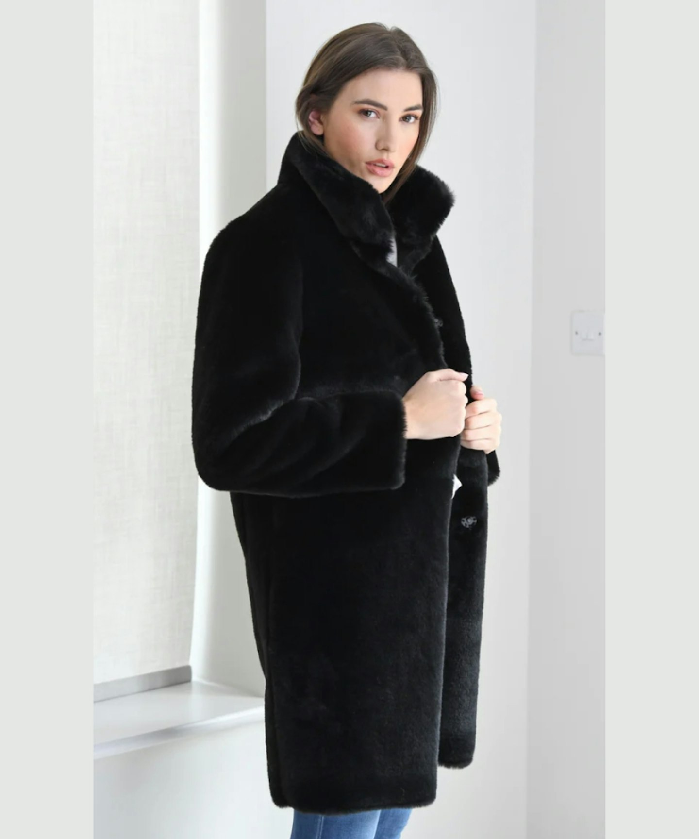 Reloved Bette Faux Fur Coat Black