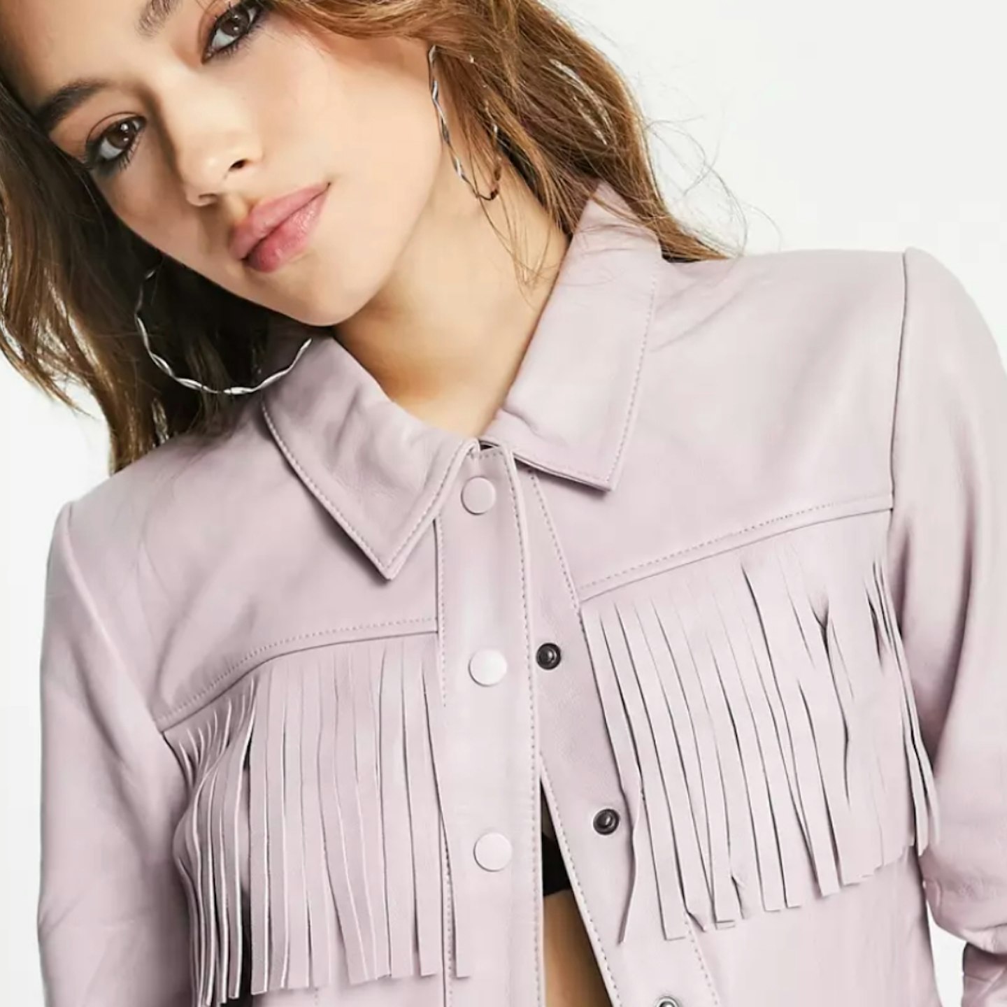 Bolongaro Trevor Fernanda Fringed Leather Jacket in Lilac