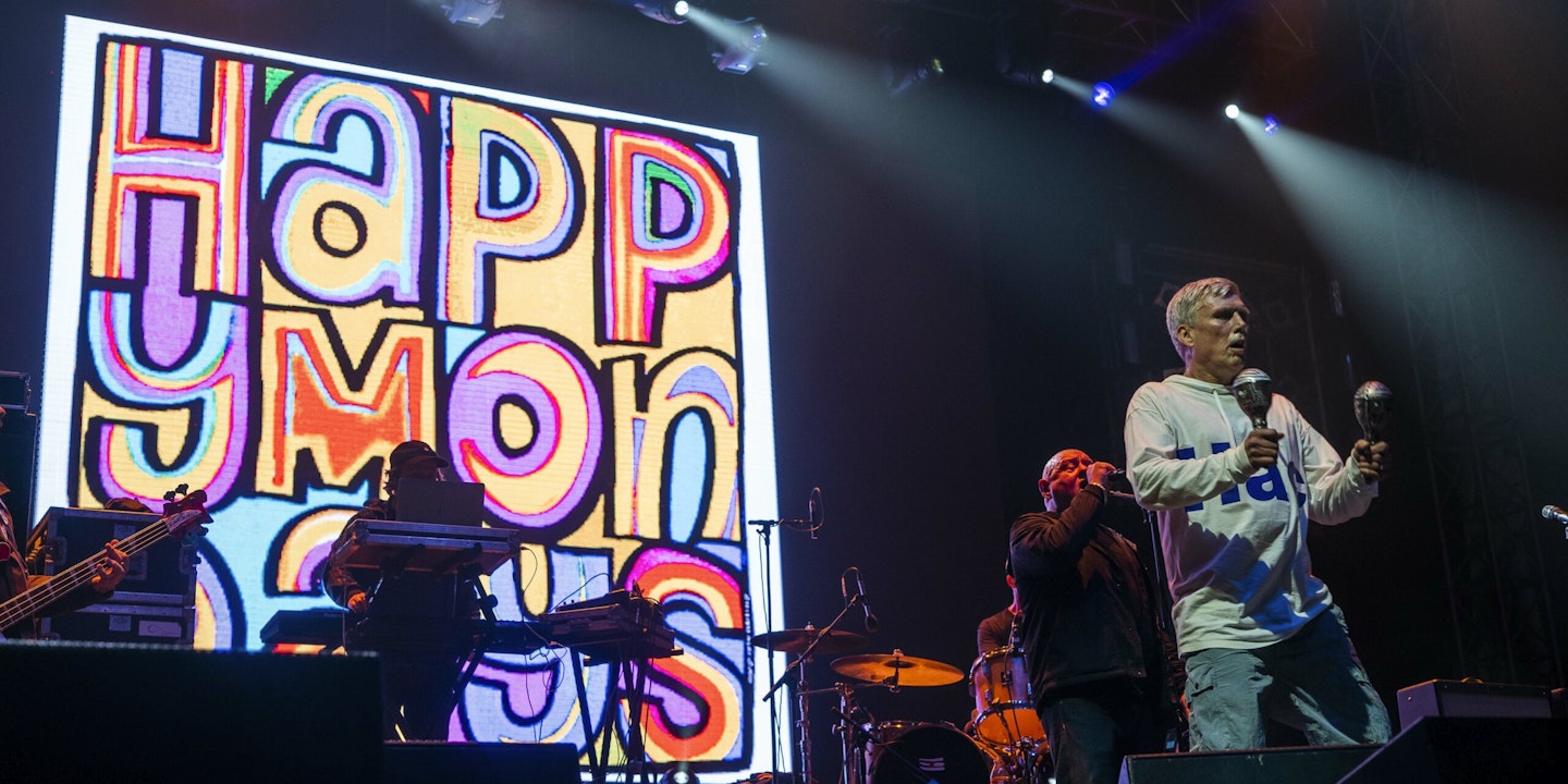 Bez and Shaun Ryder onstage with Happy Mondays