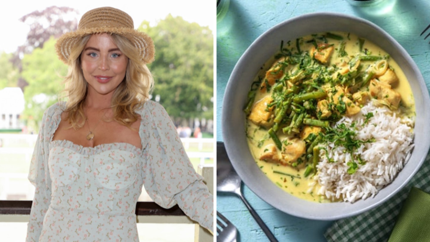 Coronation Chicken Curry with Fluffy Rice and Green Beans