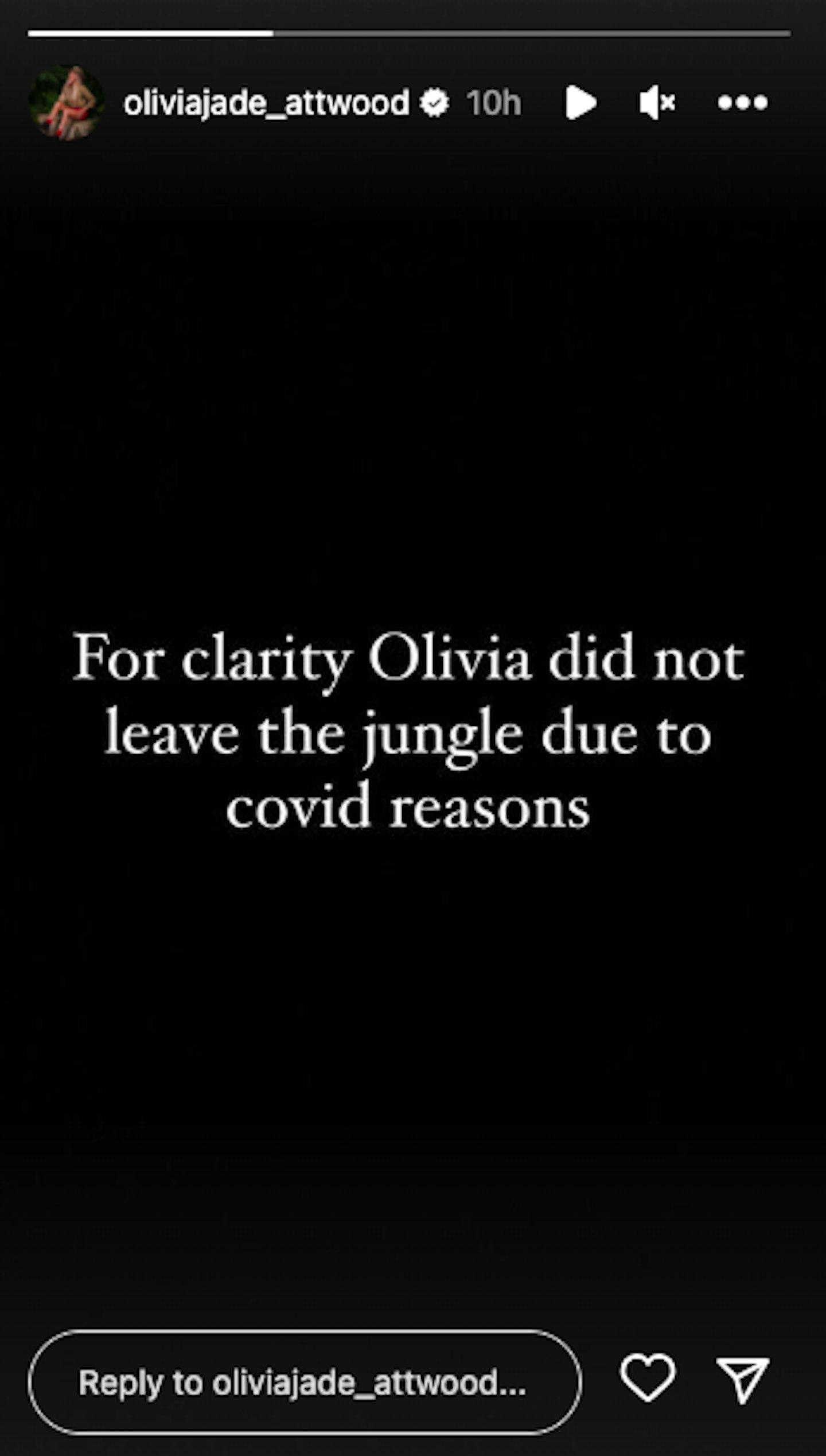 Olivia Attwood jungle statement