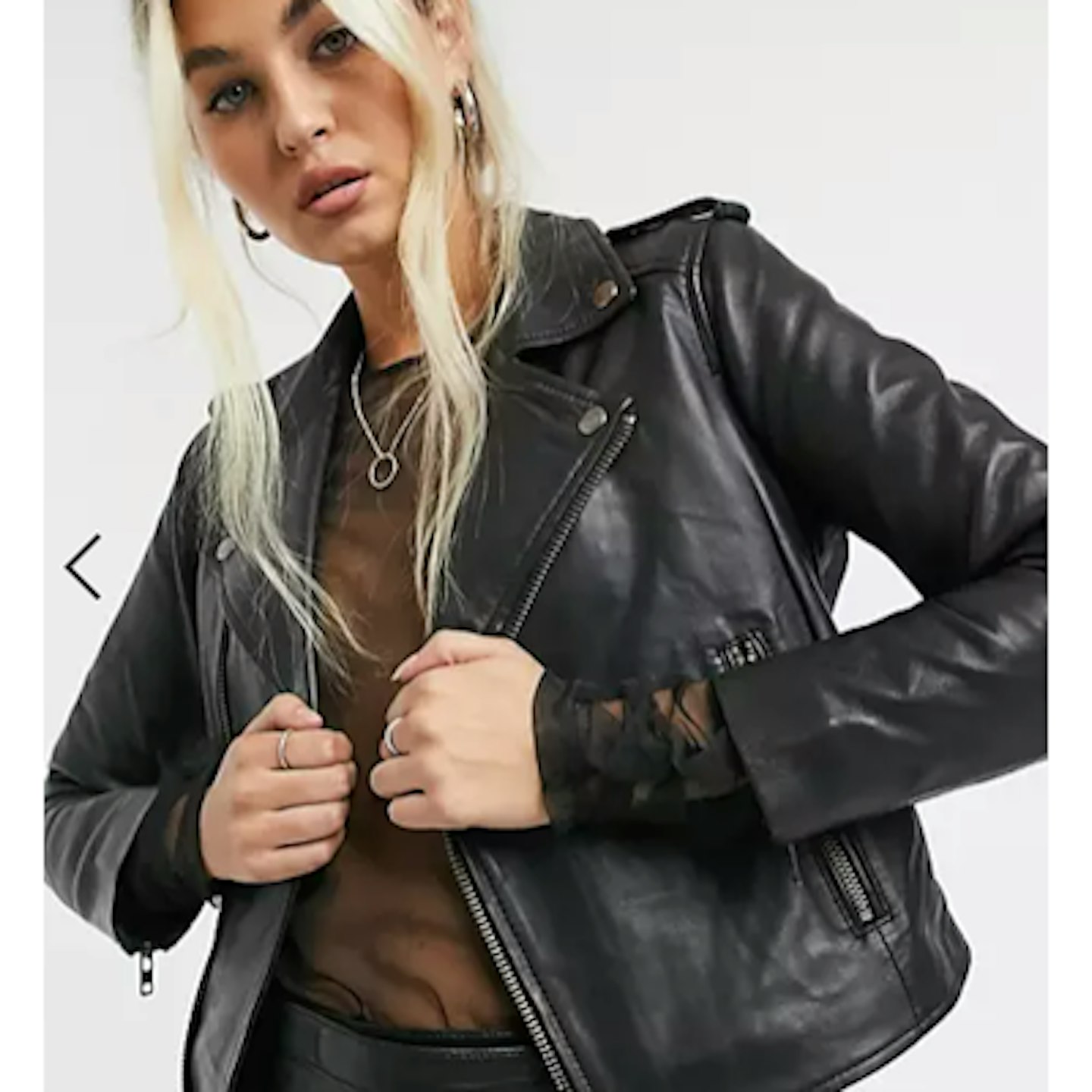 Muubaa cropped leather biker jacket in black