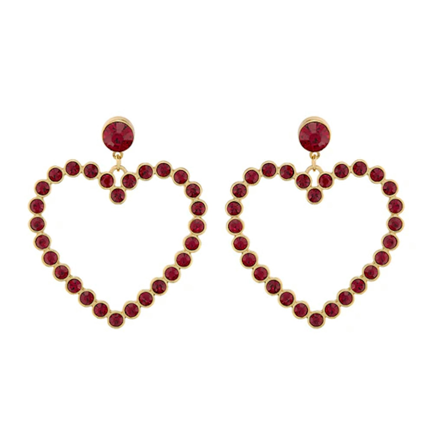 Orelia Statement Red Crystal Heart Drop Earrings