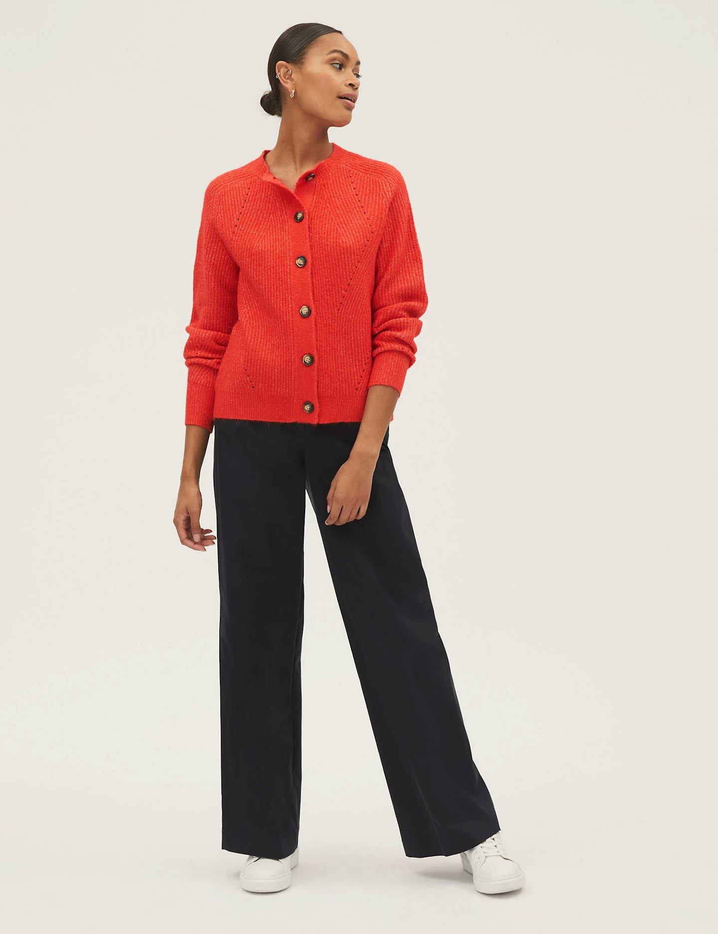 M&S Collection Ribbed Crew Neck Cardigan