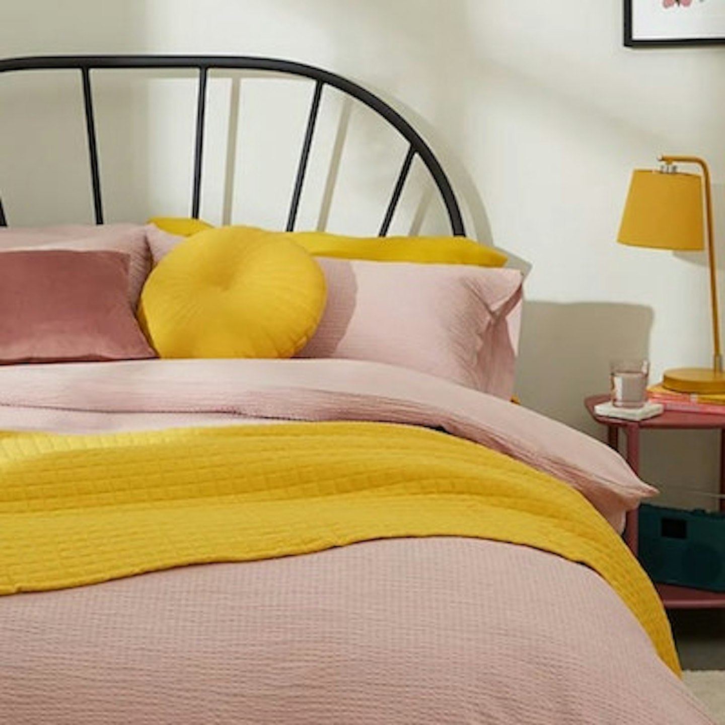 Emma Seersucker Single Duvet Cover Set, Blush Pink