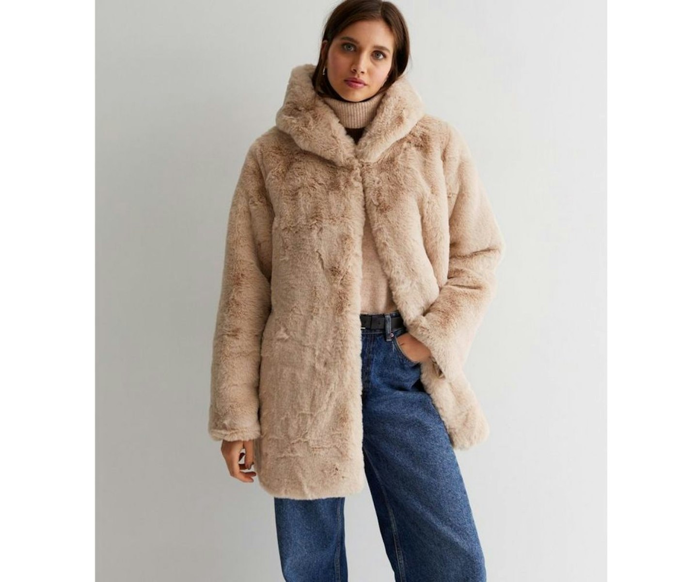 Gini London Stone Faux Fur Hooded Jacket