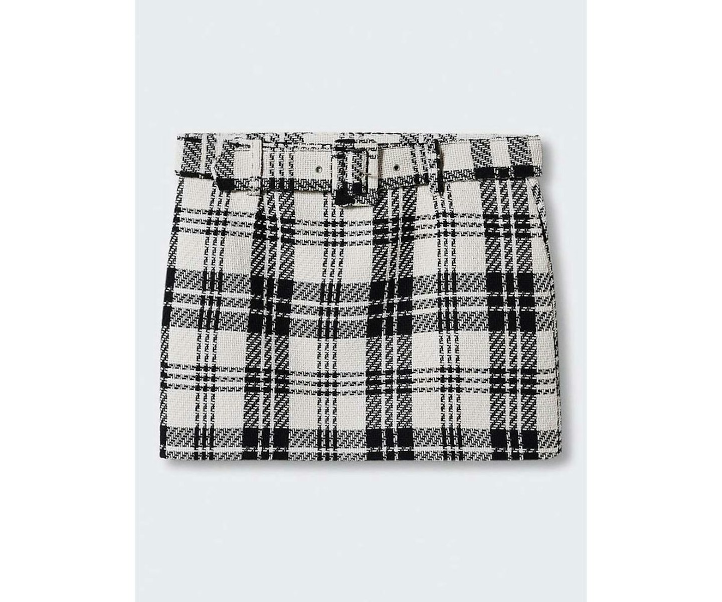 Mango Check Mini Skirt, White/Black
