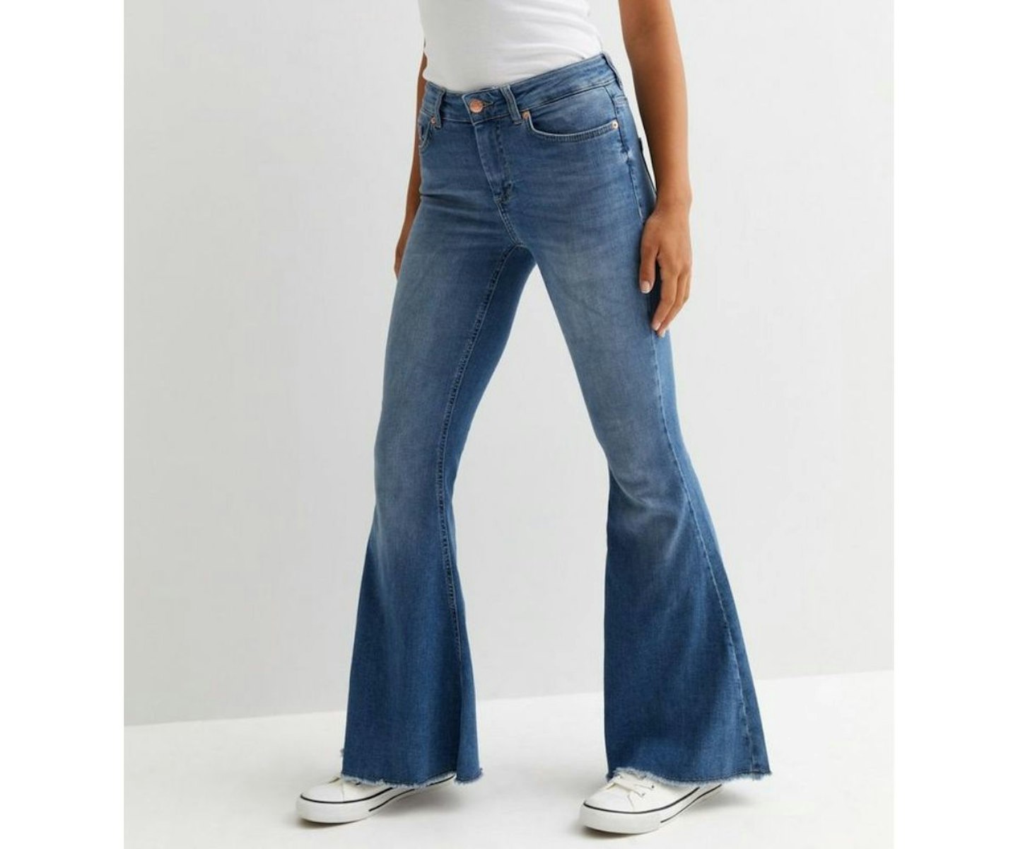 NEON & NYLON Blue Frayed Flared Jeans