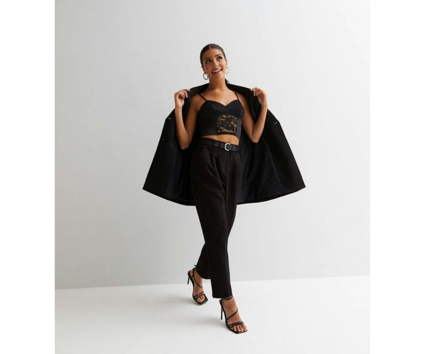 Black Satin Lace Front Bralet