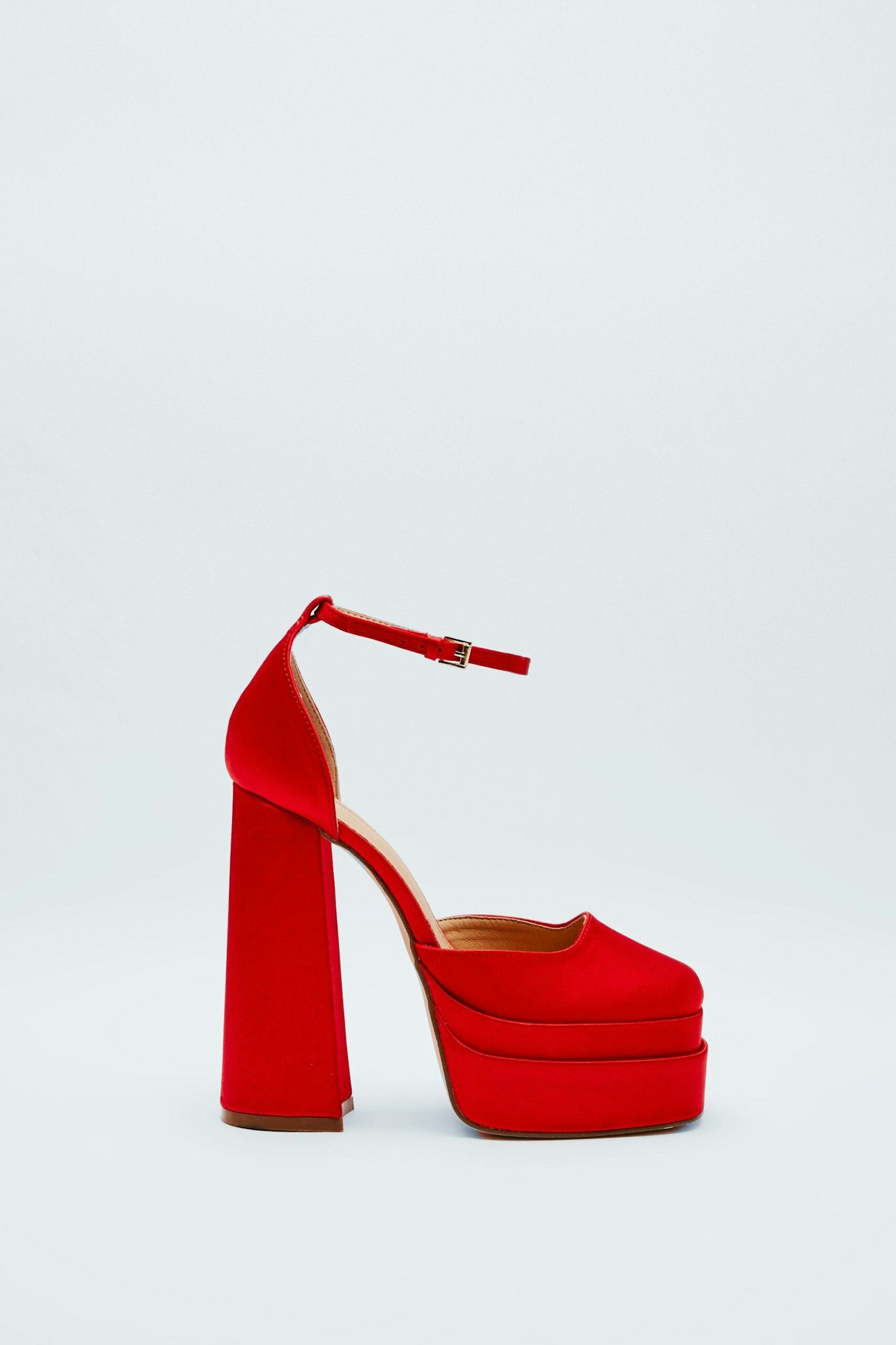 Nasty Gal Satin Closed Toe Double Platform Heels 