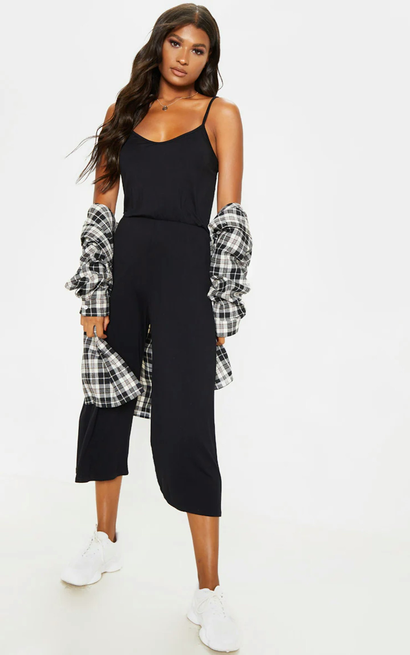 White Back Pocket Detail Racer Jumpsuit