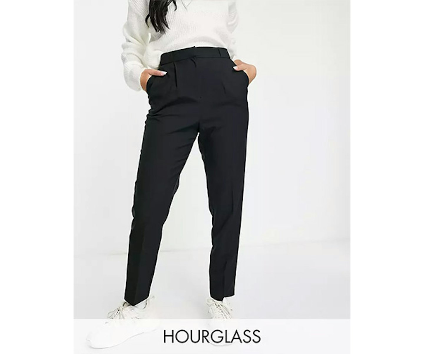 ASOS DESIGN Hourglass tailored smart tapered trousers in black