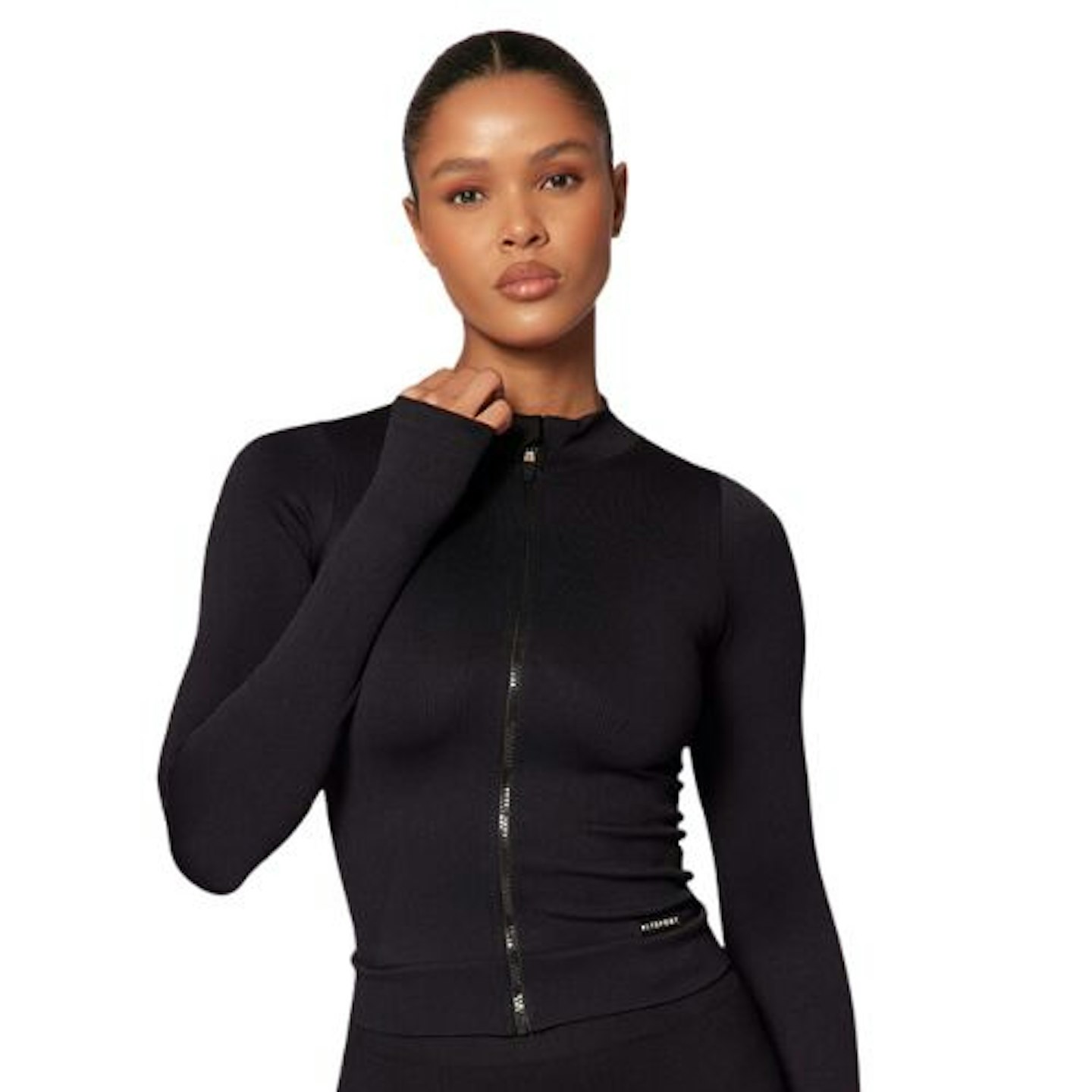 PLT Black Seamless Rib Detail Jacket