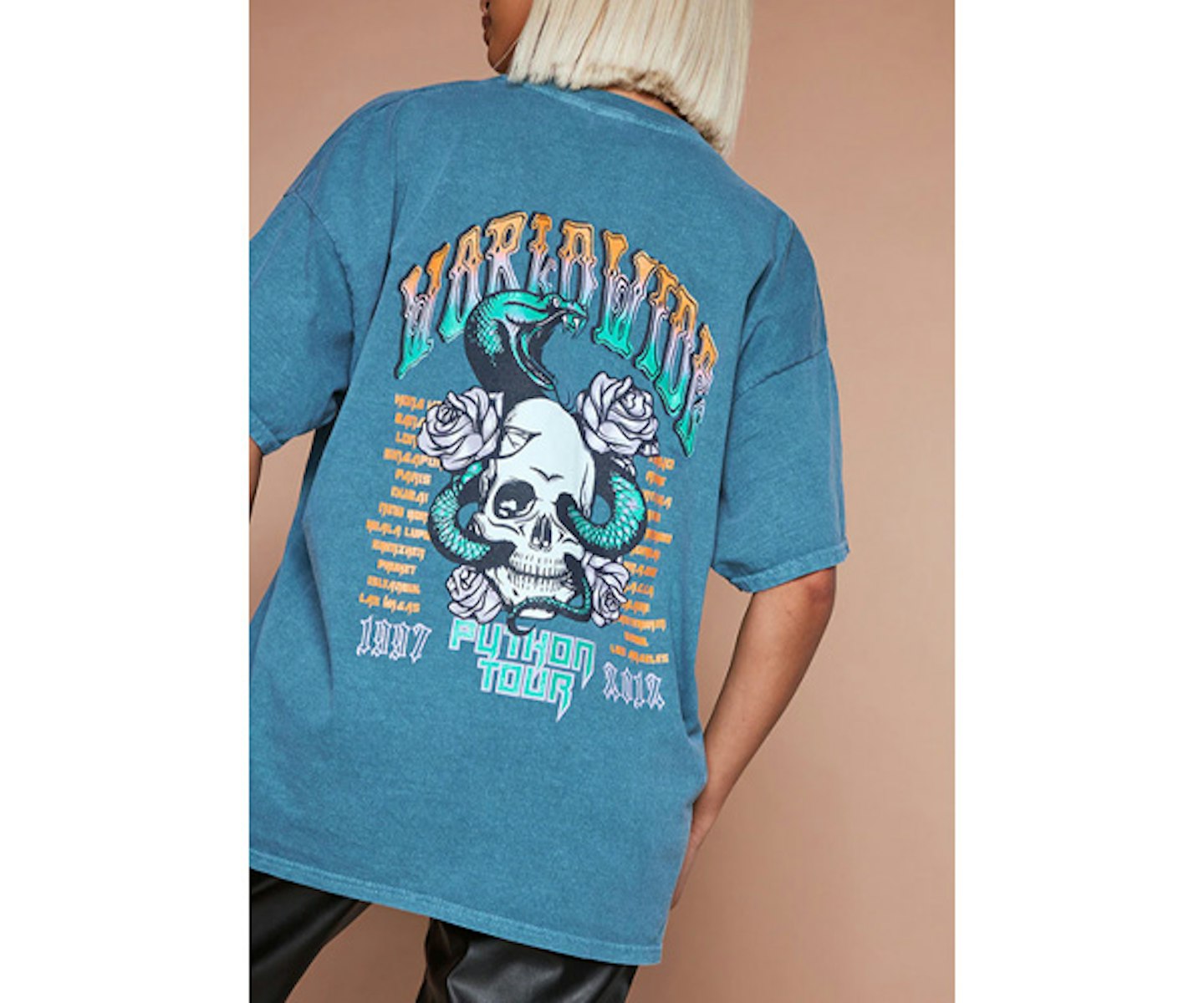 Teal Worldwide Back Print T Shirt