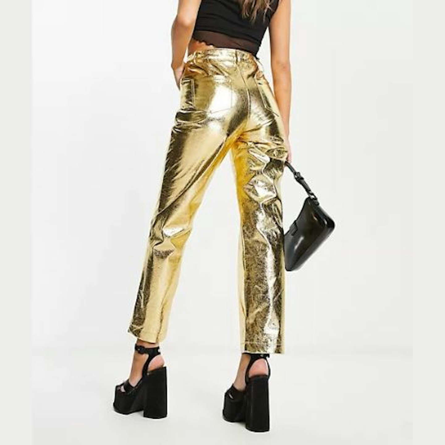 Amy Lynn Lupe Trouser in Textured Metallic Gold