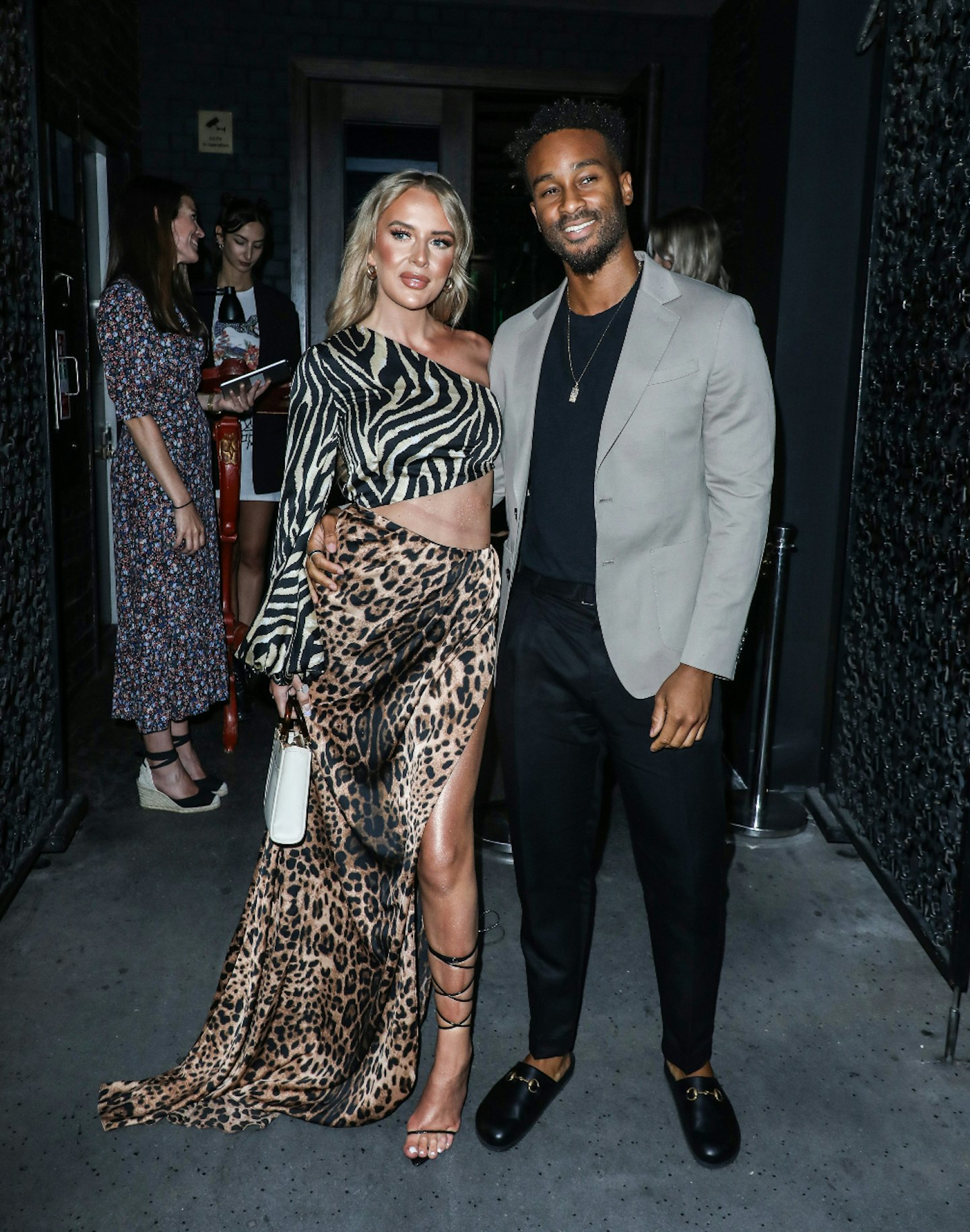 Faye Winter and Teddy Soares outside the ITV Summer Party 2022