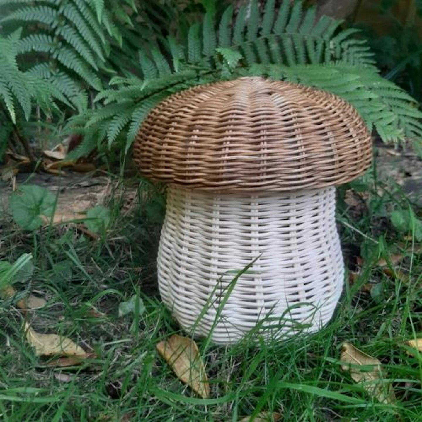 Mushroom Basket With Brown Hand Dyed Lid