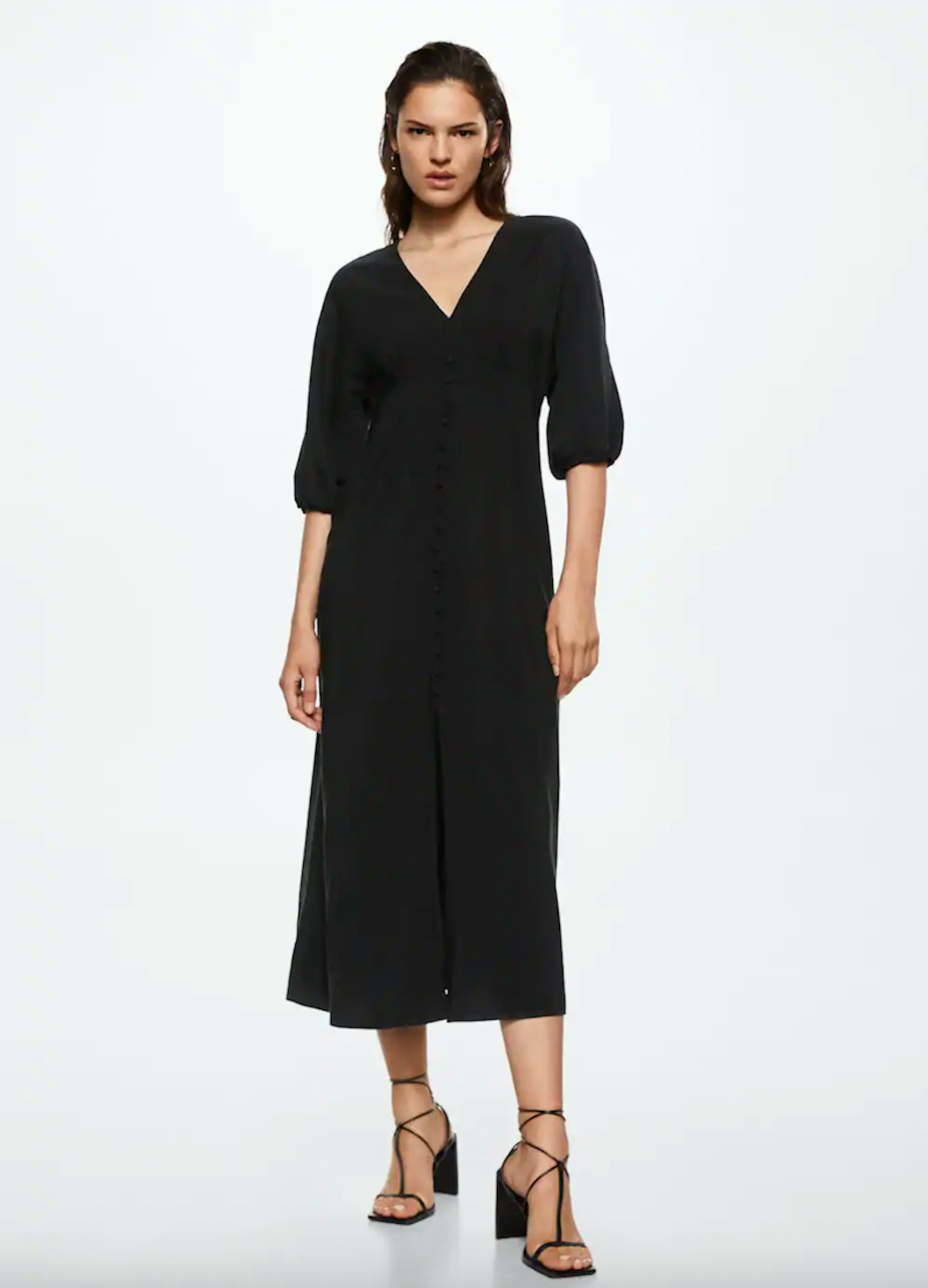 Mango Buttoned Midi Dress