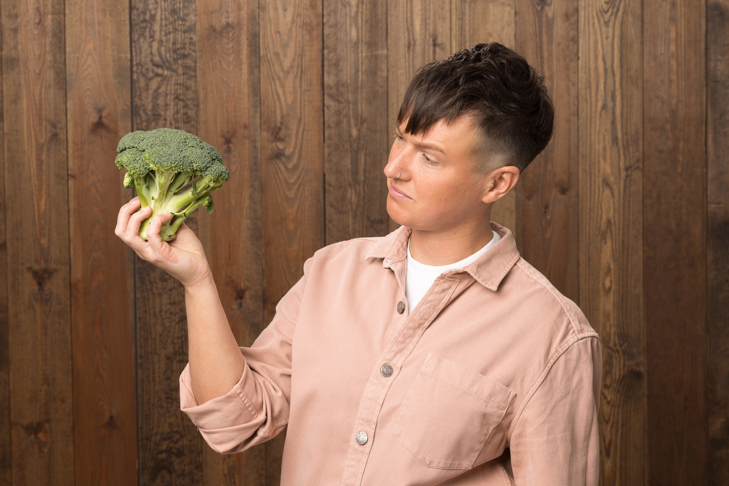 Zoe Clifton holding a broccoli