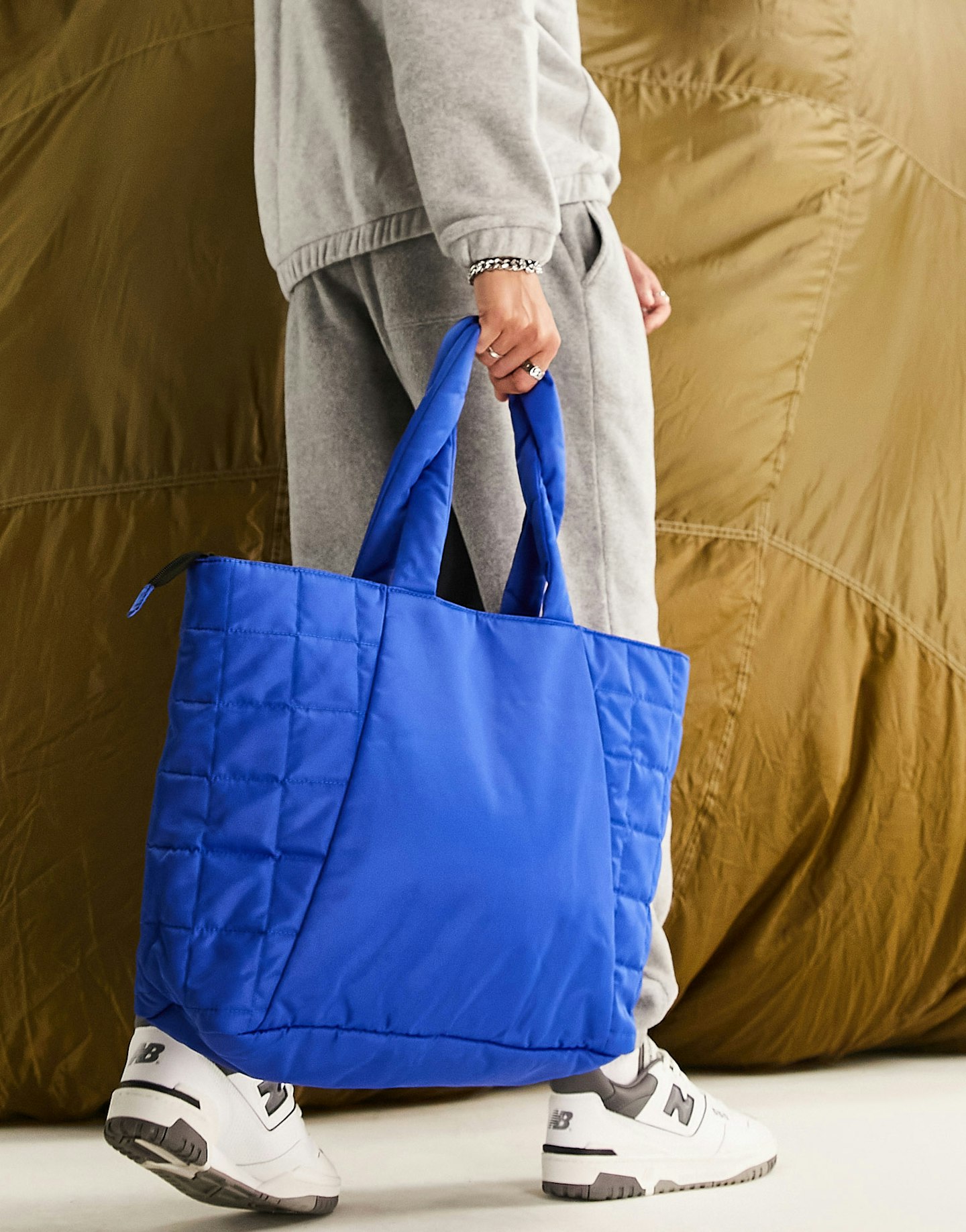 ASOS DESIGN Oversized Padded Tote Bag In Cobalt