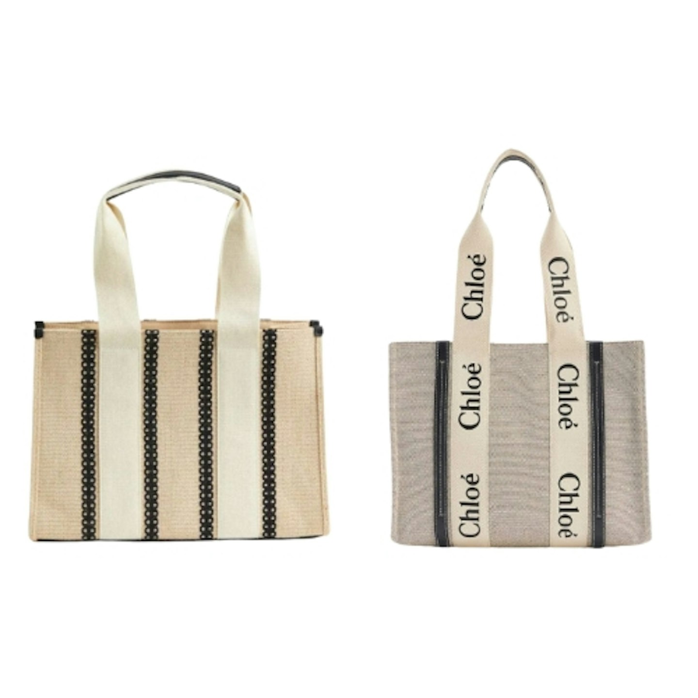 Chloe Woody Medium Tote Bag & H&M Jute-Blend Shopper