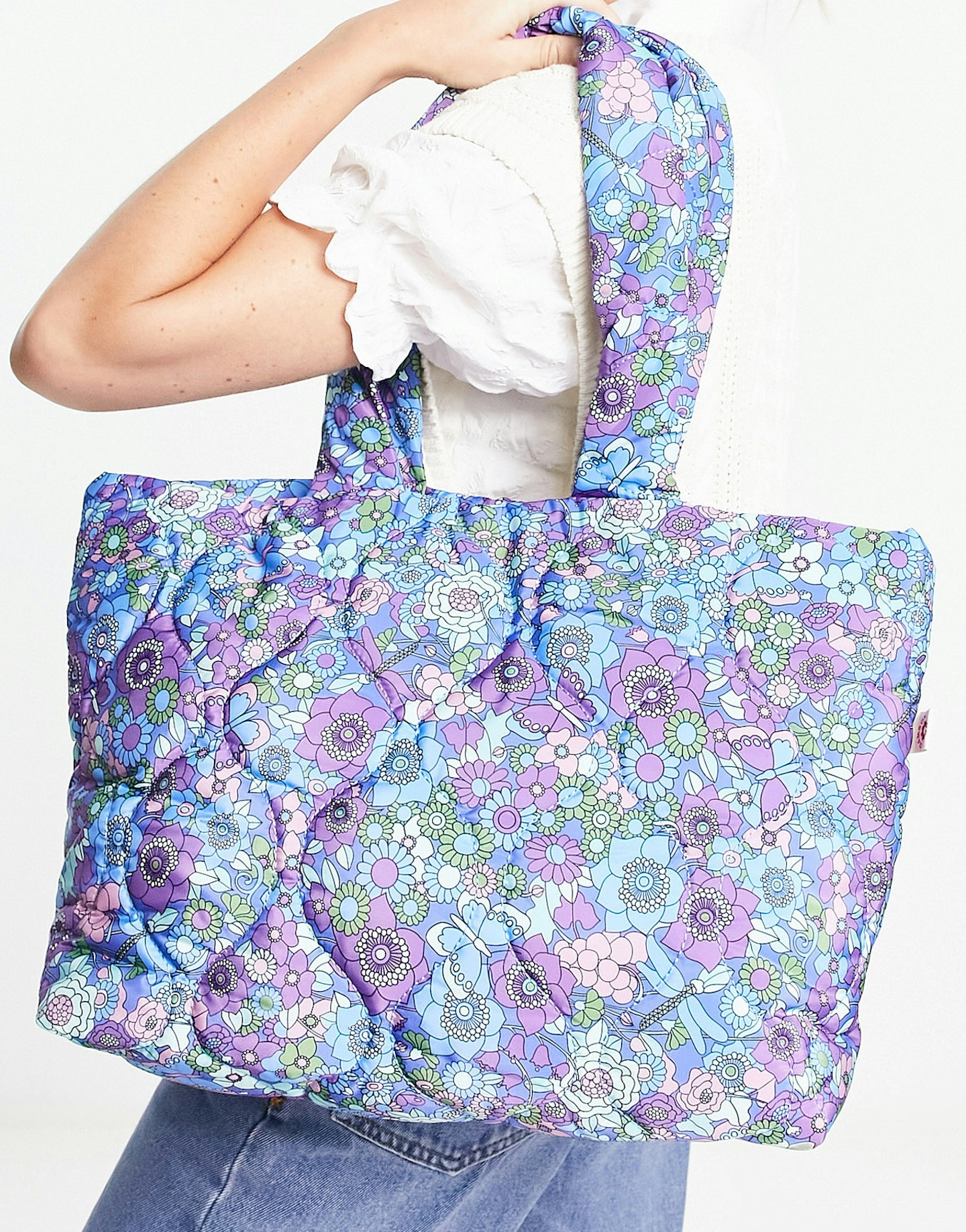 Damson Madder Padded Tote Bag In Bright Floral Print
