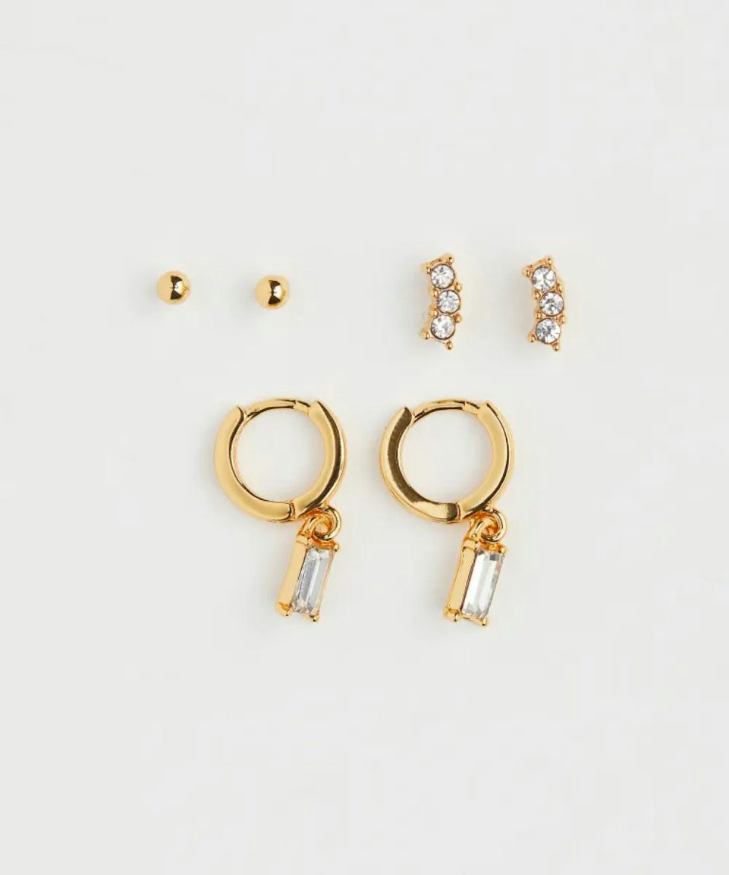 H&M 3 pairs gold-plated earrings and studs