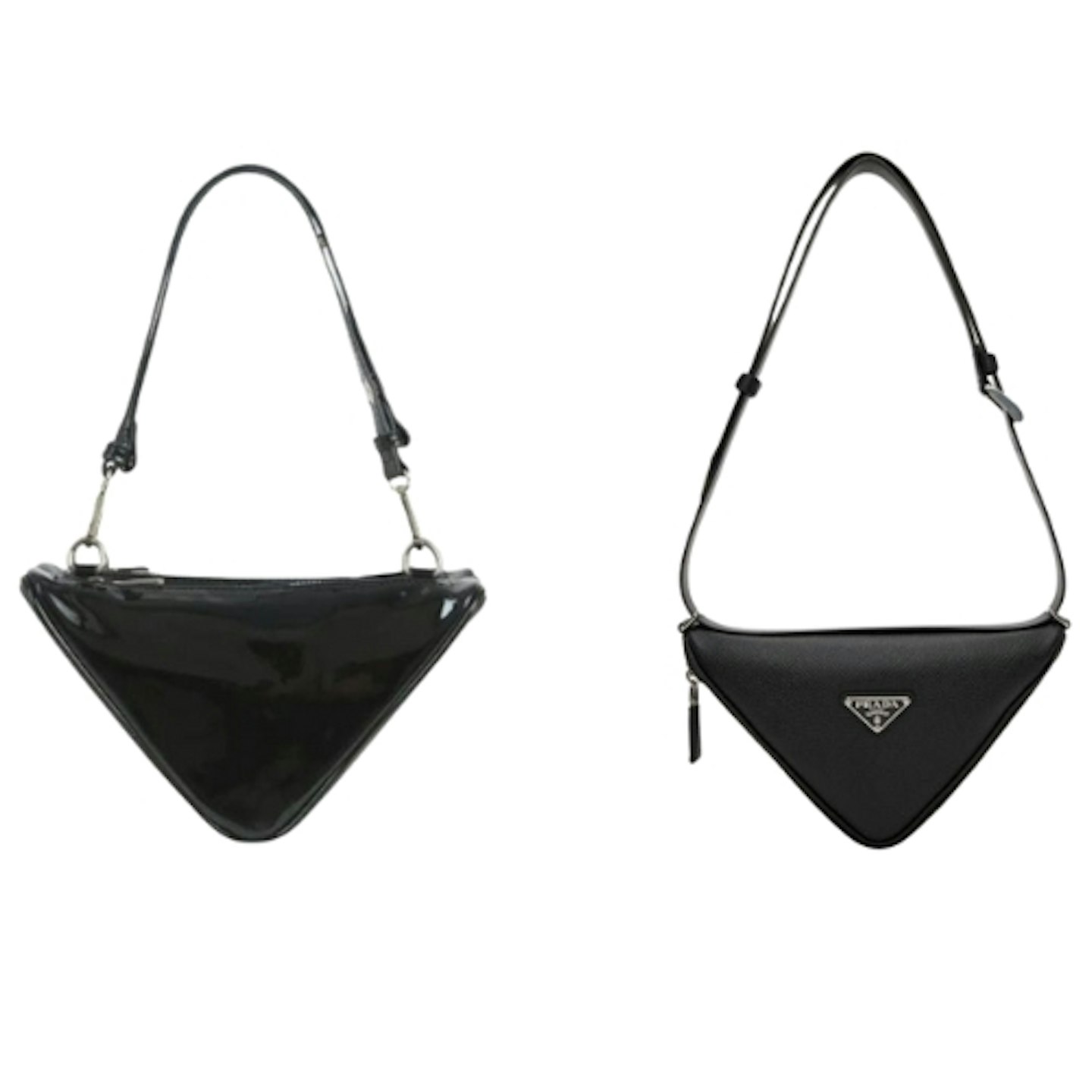 Prada Black Triangle Bag & EGO Lotus Triangle Shape Black Shoulder Bag