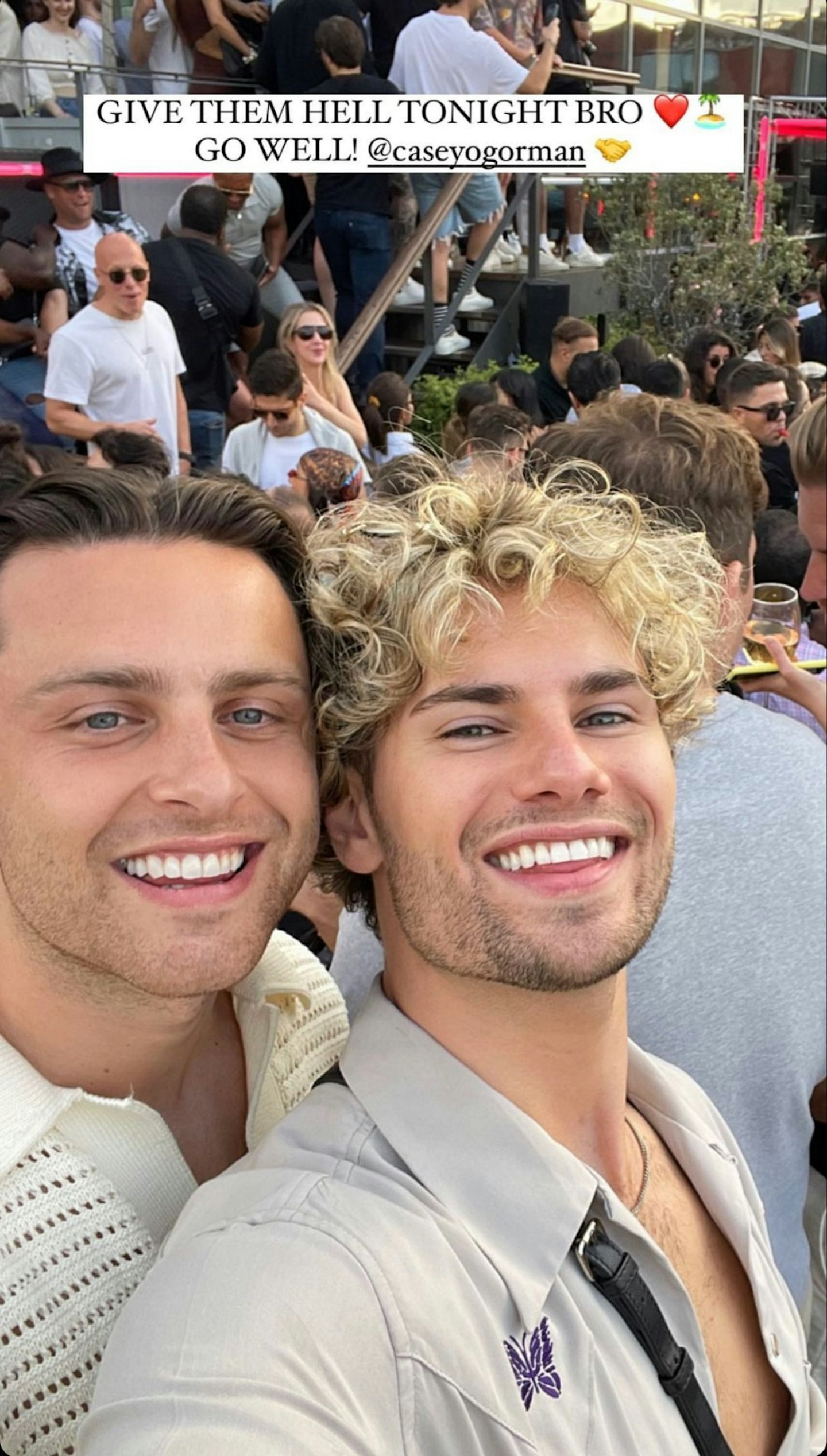Love Island's Joe Garratt's Instagram story of him with Casey O'Gorman