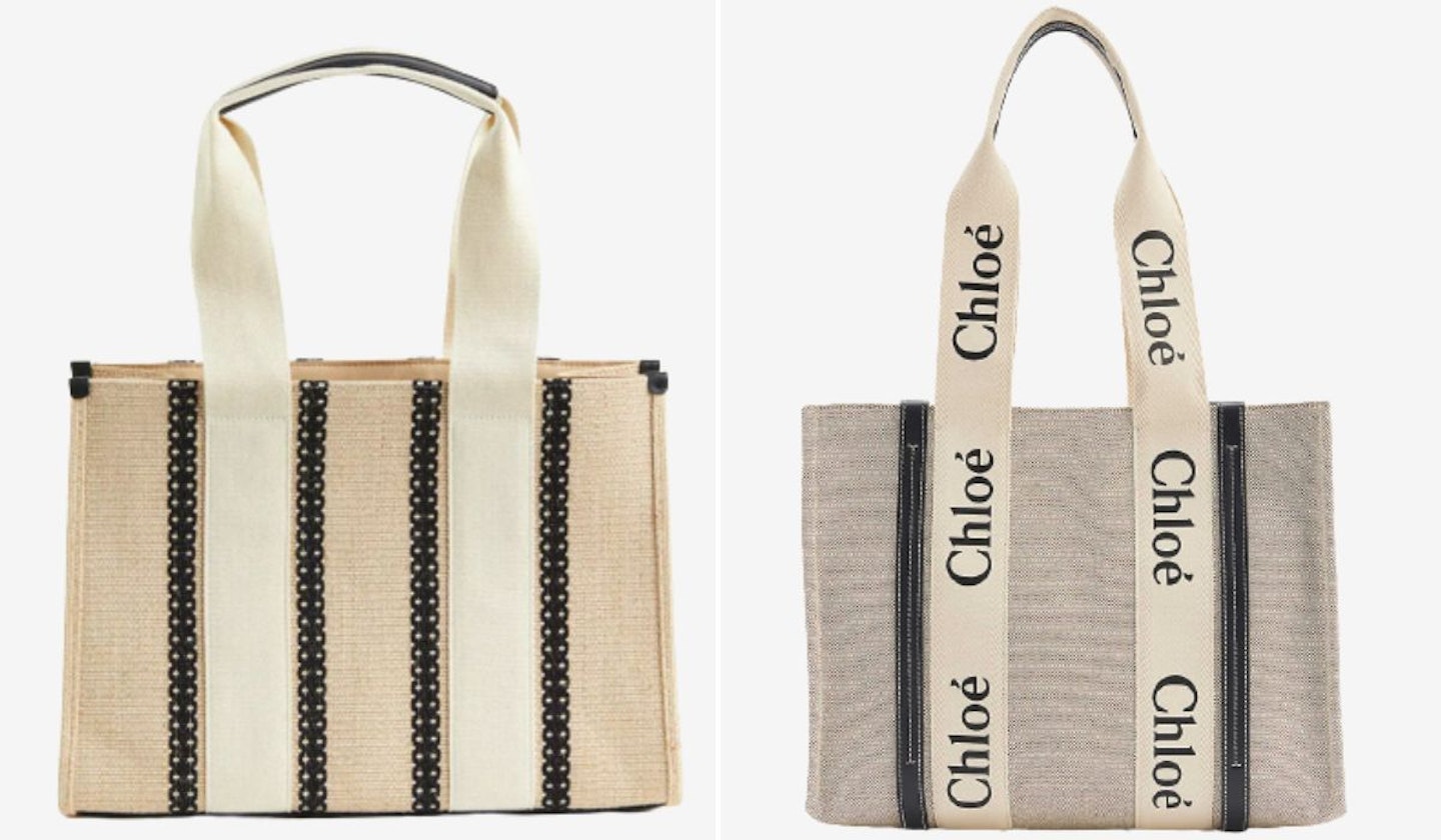 Chloe Woody Medium Tote Bag & H&M Jute-Blend Shopper