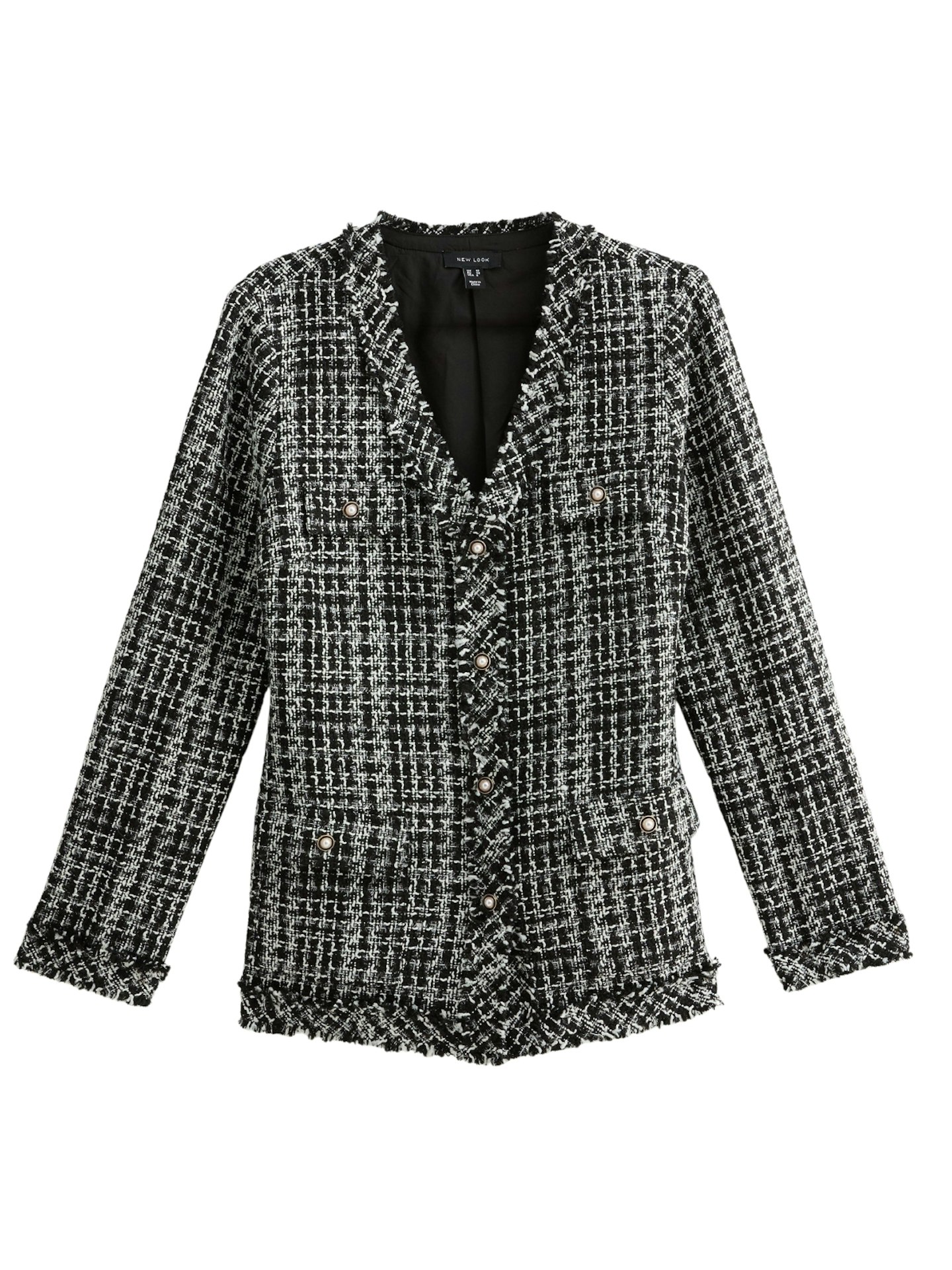 New Look Black Checked Bouclé Blazer