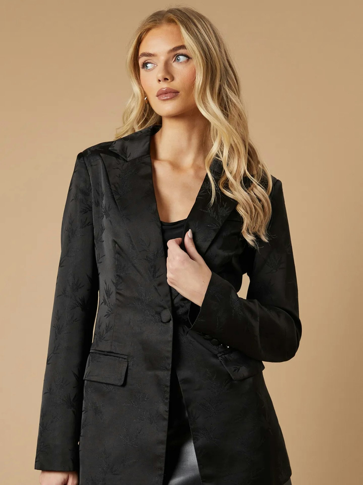 Debenhams Oasis Satin Jacquard Single Breasted Blazer