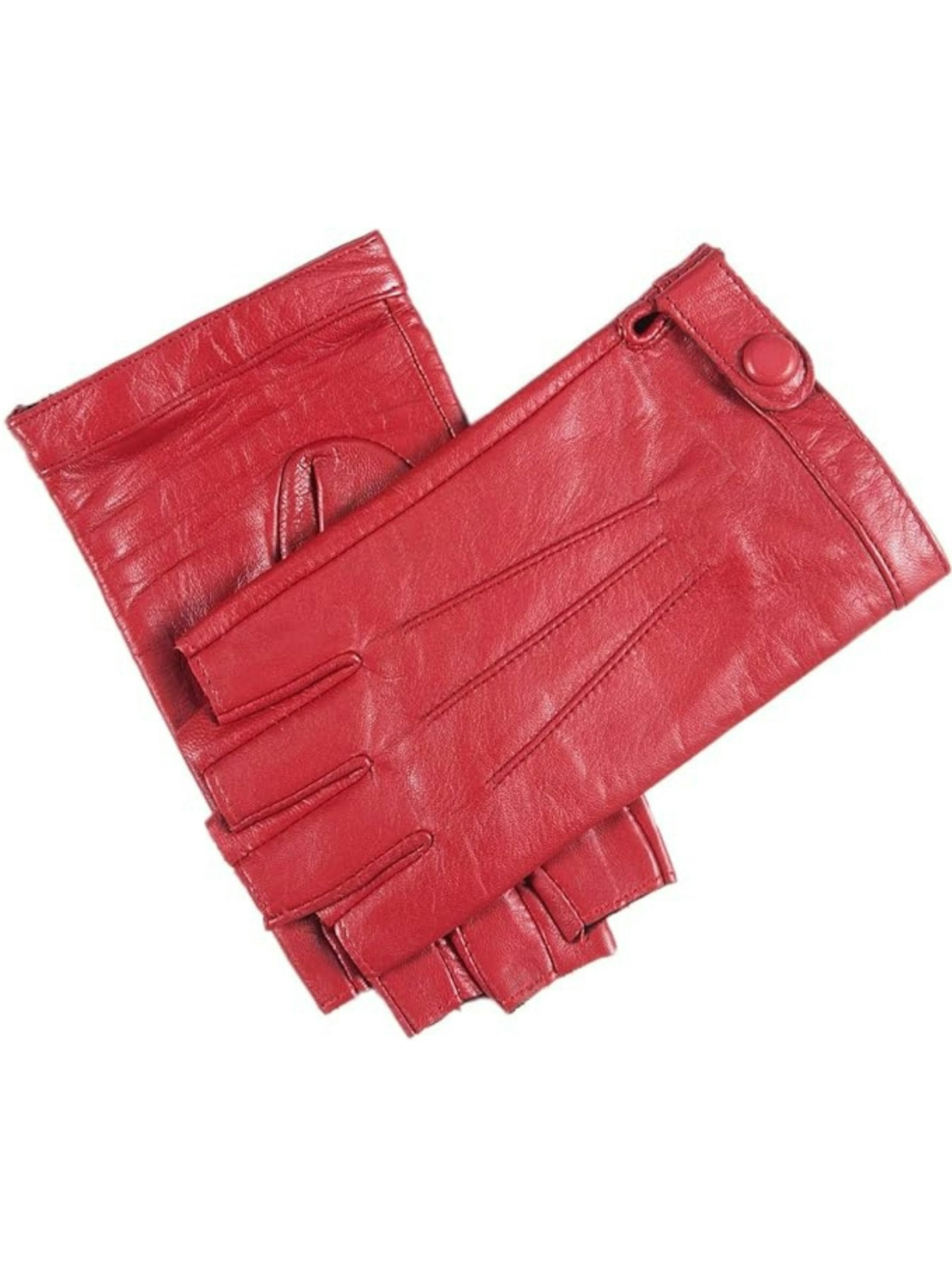 Claudia's Red Leather Fingerless Gloves