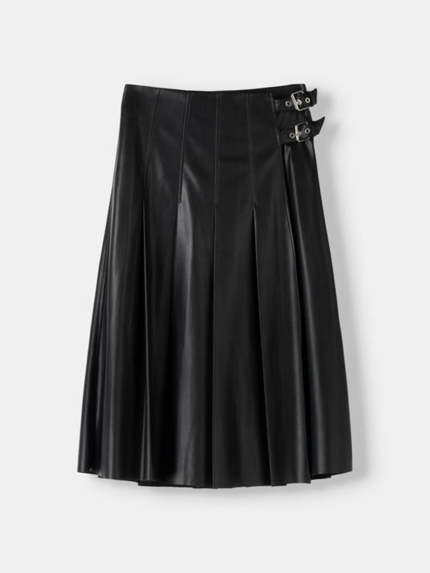 Berksha Leather Effect Box Pleat Midi Skirt