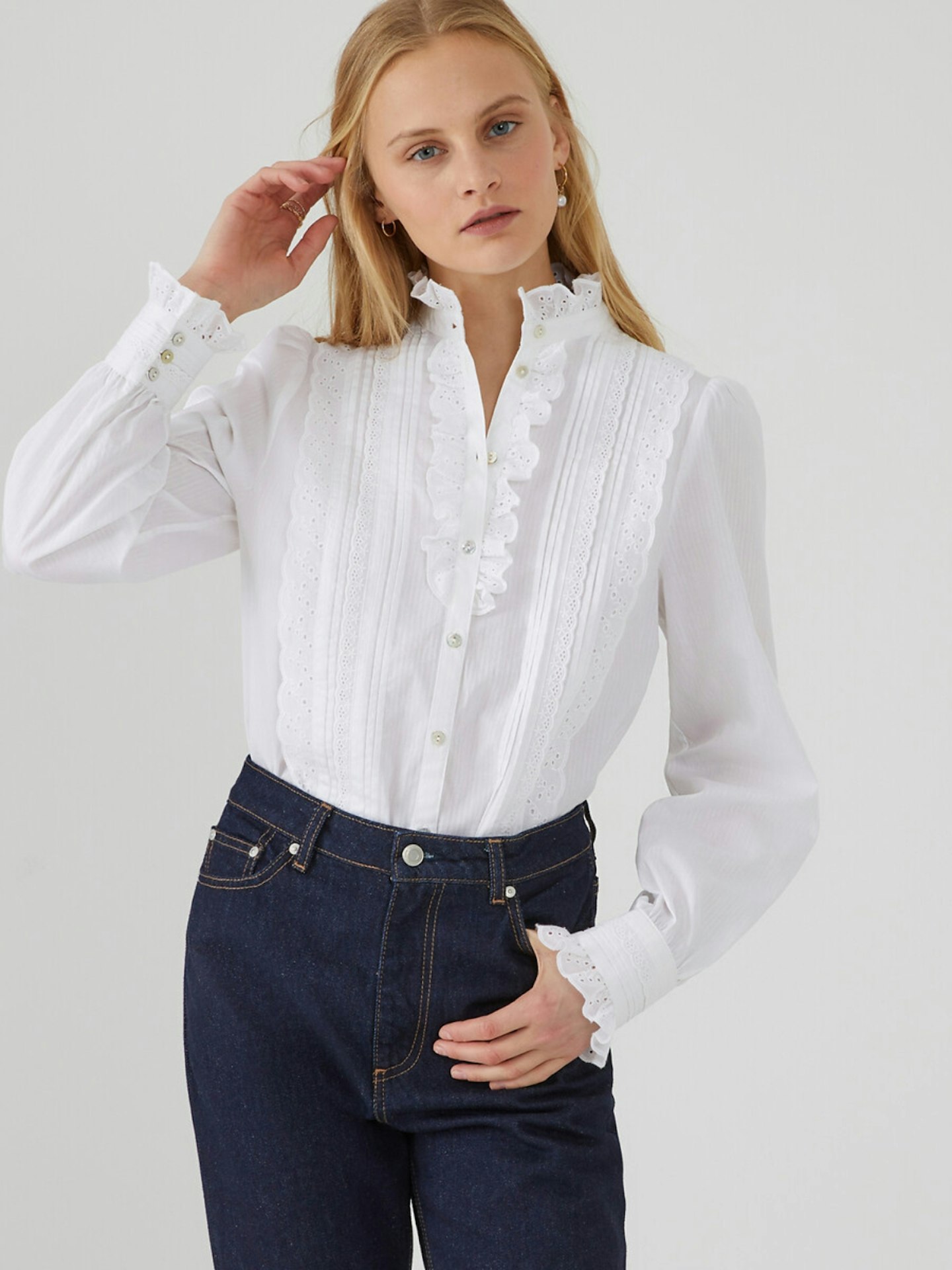 La Redoute Signatures Eugenie Cotton Blouse With Ruffles