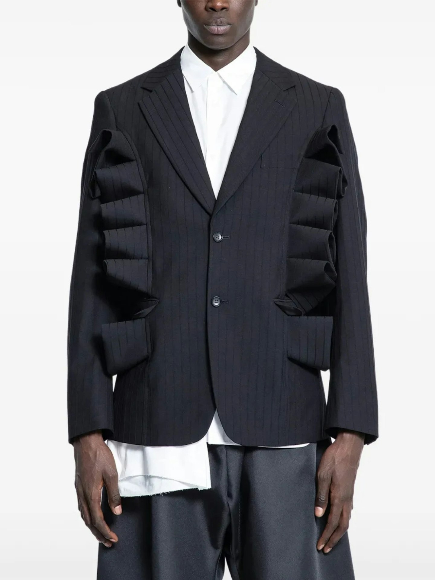 Comme des Garçons Homme Plus Ruffled Pinstripe Blazer